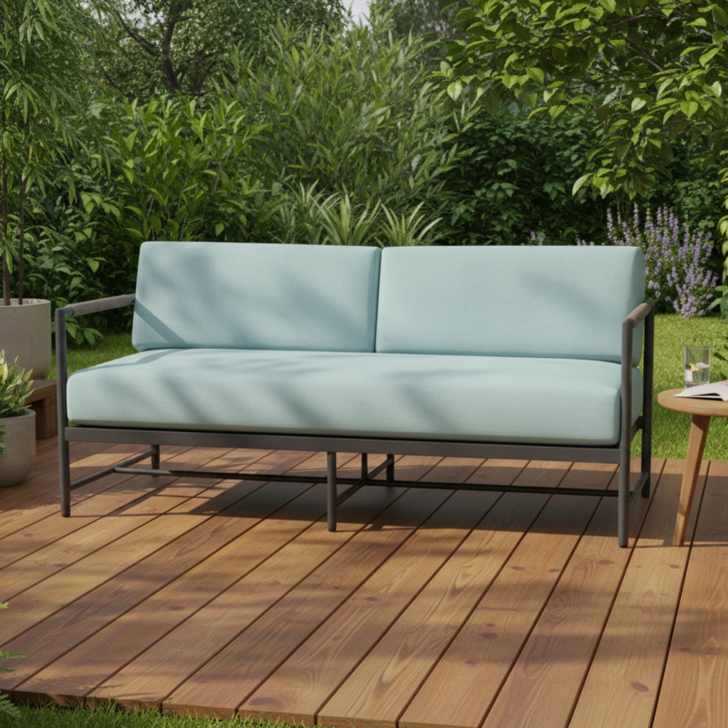 Sunset West Pietra Dupione Celeste Outdoor Loveseat