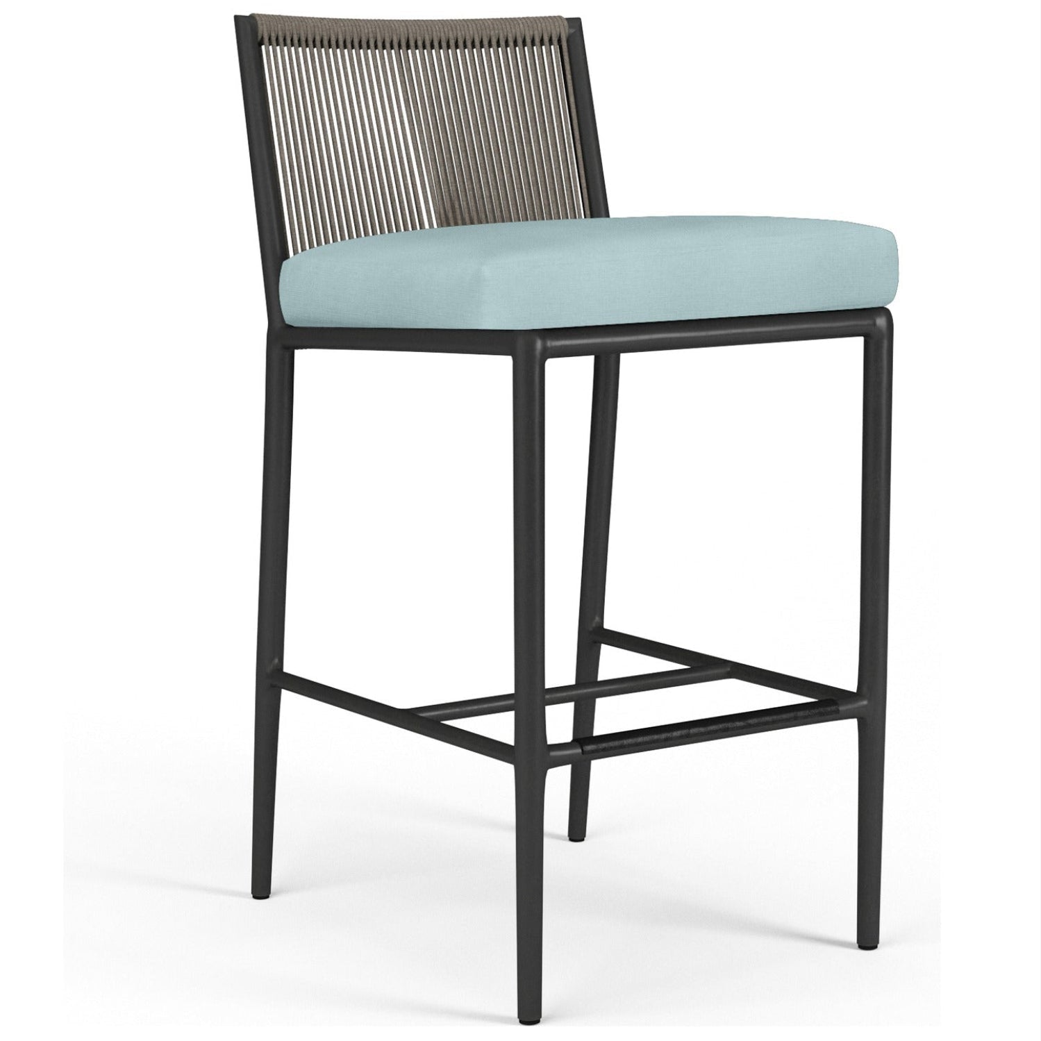 Sunset West Pietra Dupione Celeste Outdoor Barstool Set of 2, front view