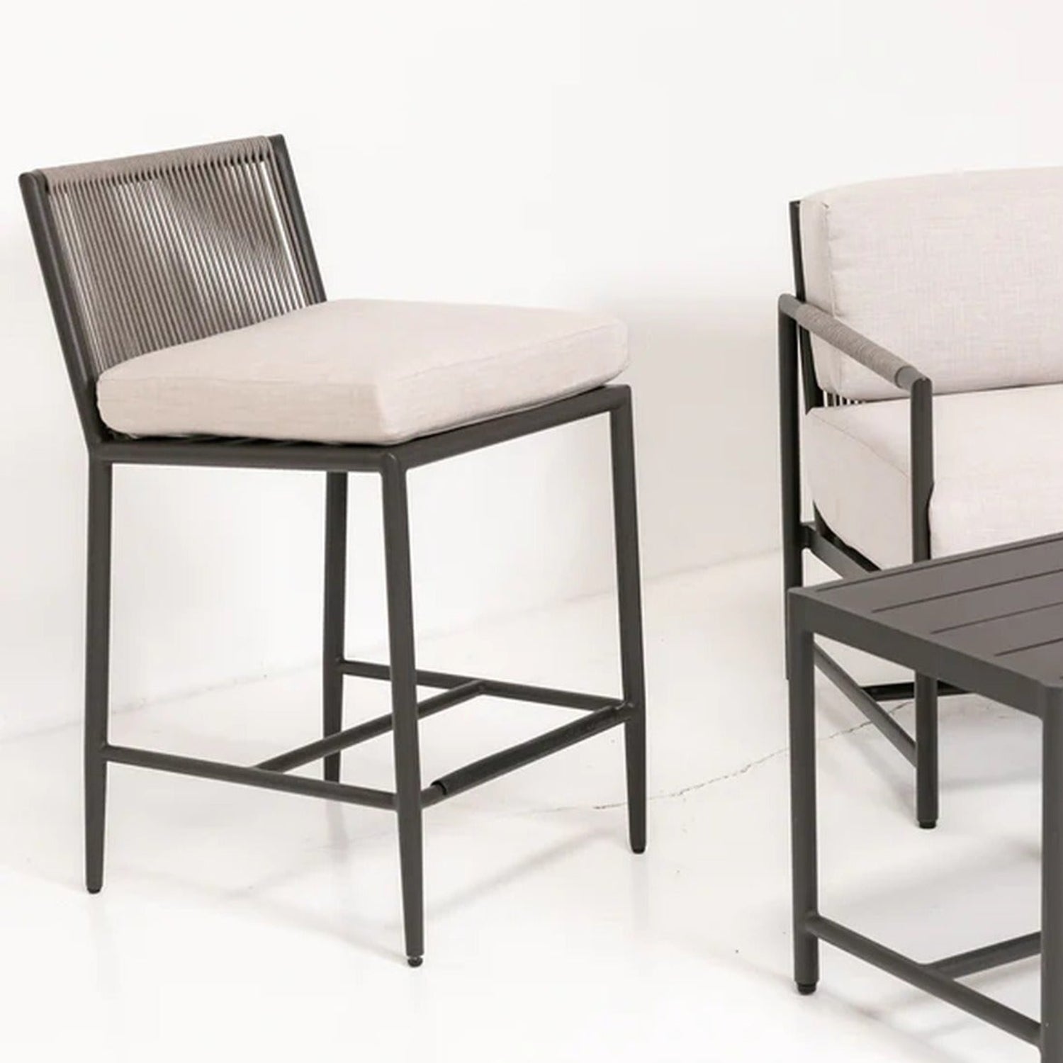Sunset West Pietra Echo Ash Outdoor Barstool Set of 2