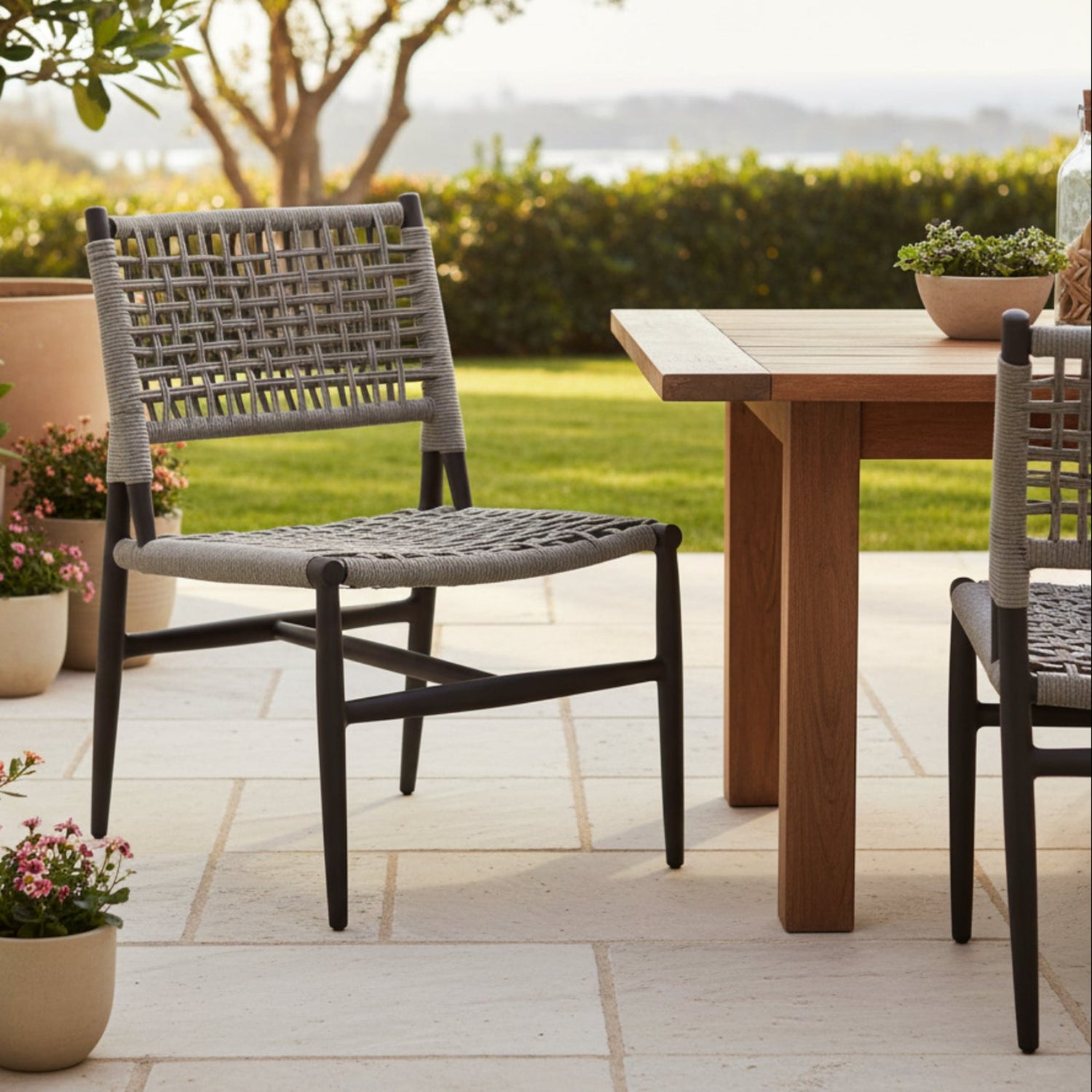 Sunset West Grigio Outdoor Armless Dining Set of 2