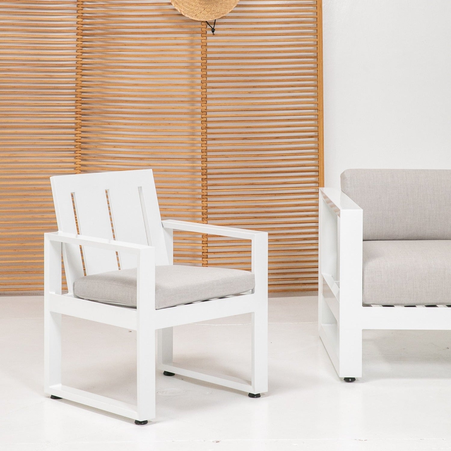 Sunset West Newport Canvas Natural Outdoor Dining Chair Set of 2