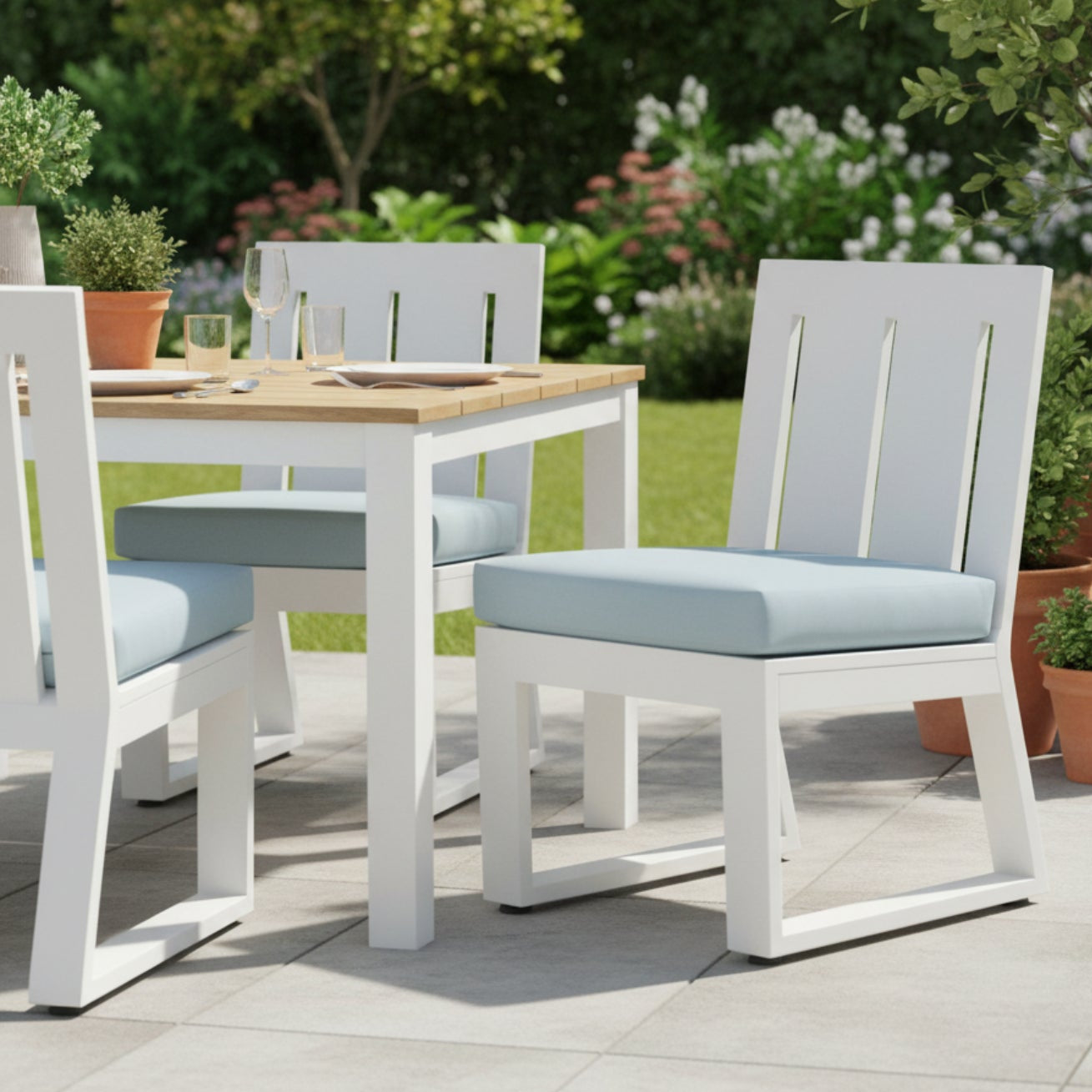 Sunset West Newport Canvas Skyline Outdoor Armless Dining Chair Set of 2