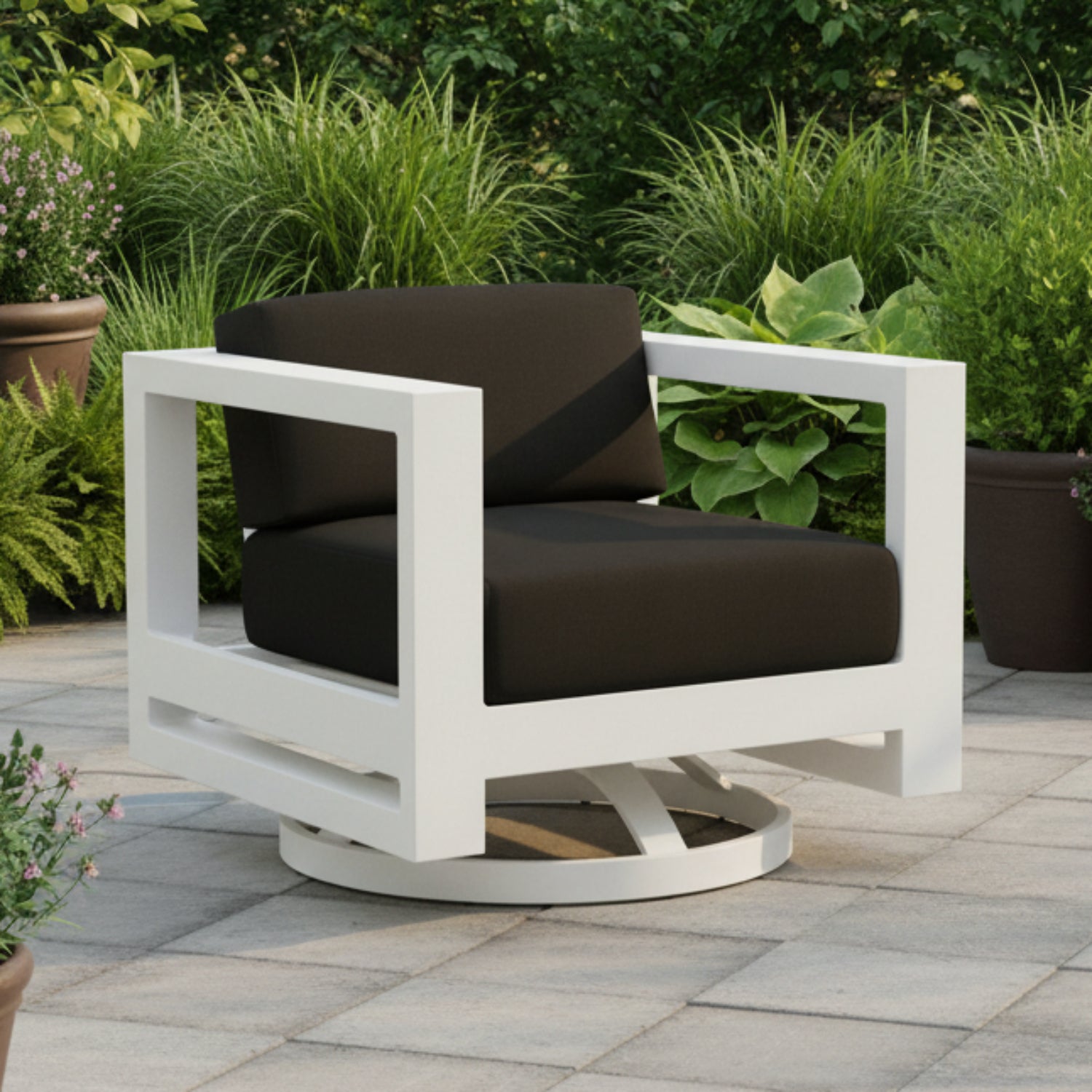 Sunset West Newport Spectrum Carbon Outdoor Swivel Club Chair