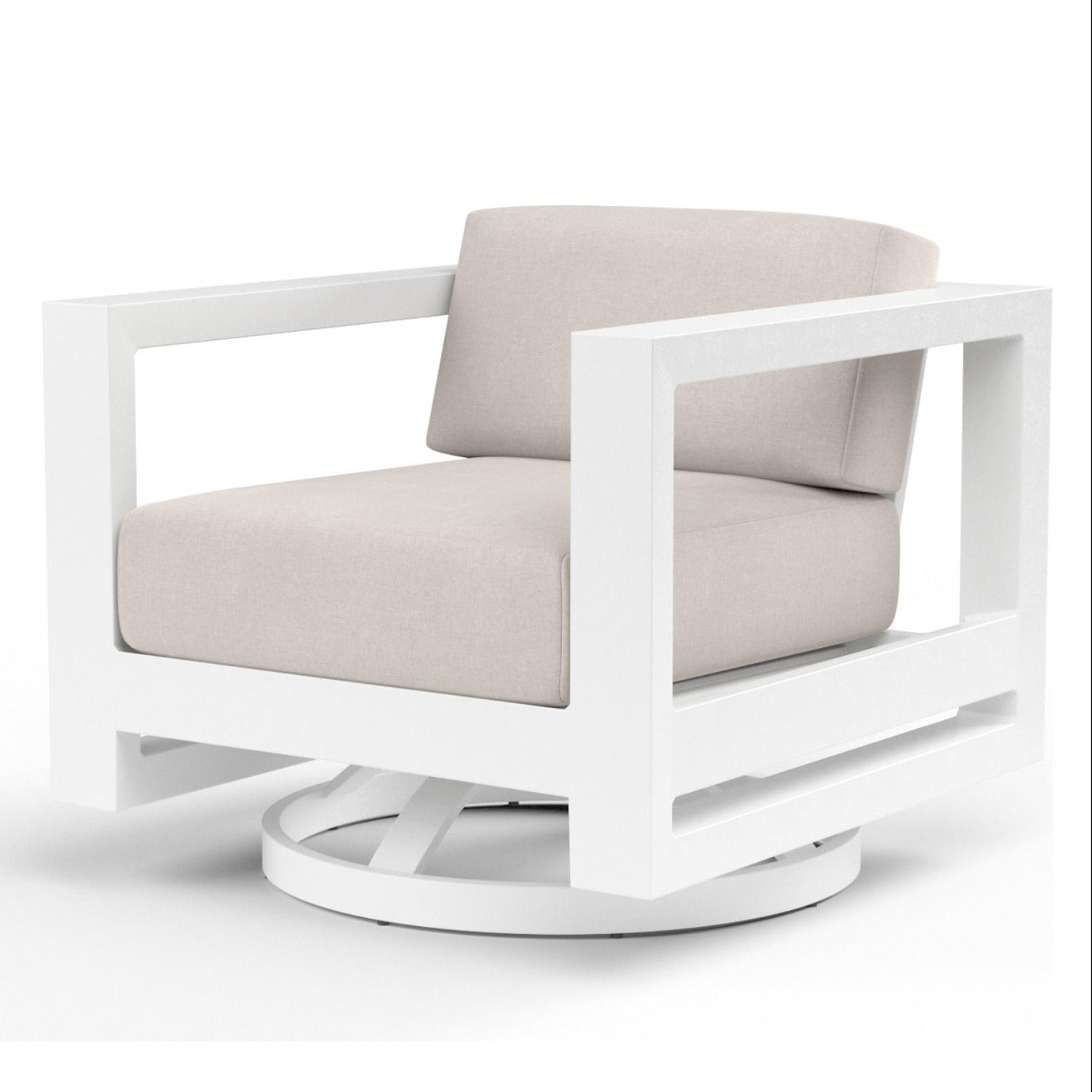 Sunset West Newport Canvas Natural Outdoor Swivel Club Chair