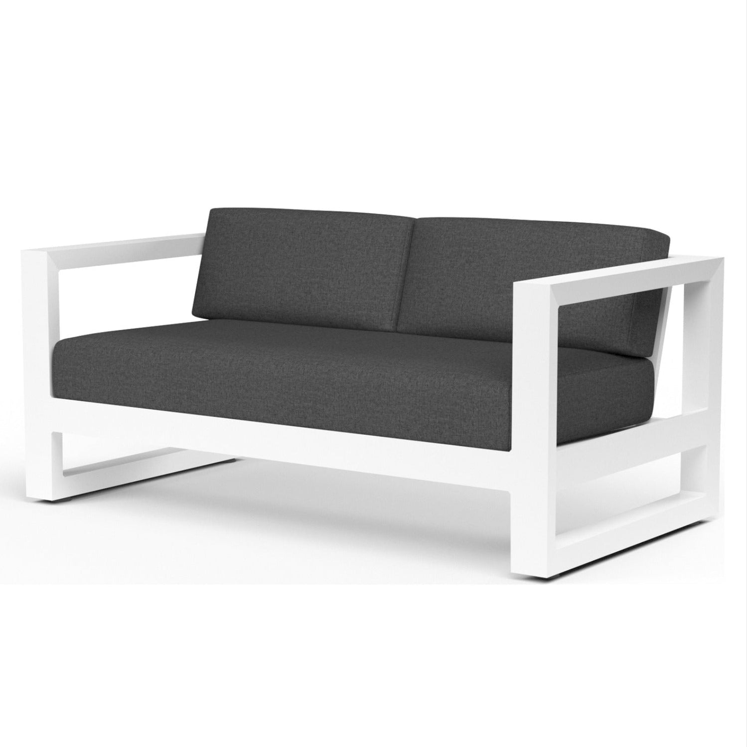 Sunset West Newport Spectrum Carbon Outdoor Loveseat, powder-coated aluminum loveseat, front view