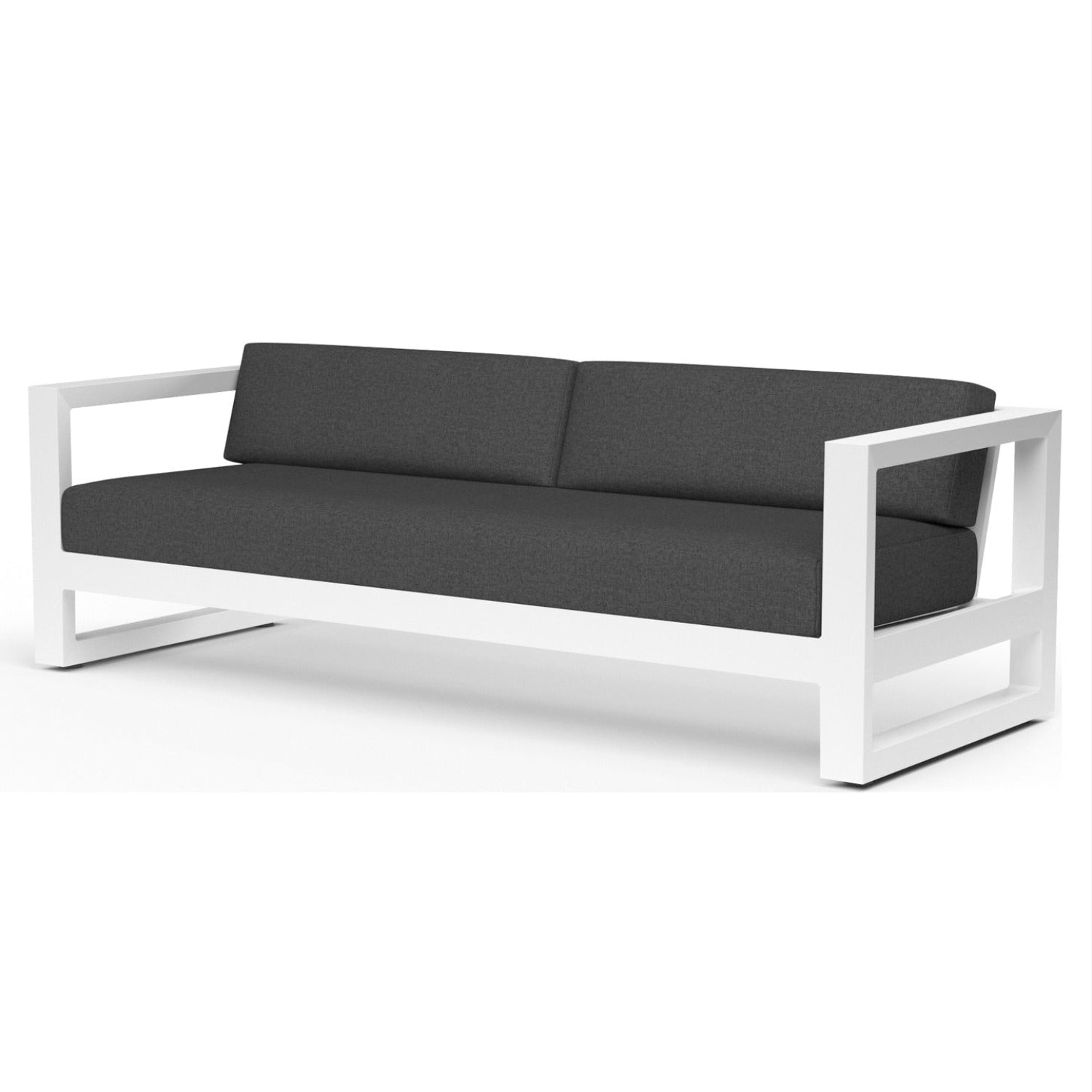 Sunset West Newport Spectrum Carbon Outdoor Sofa, powder-coated aluminum sofa, front view