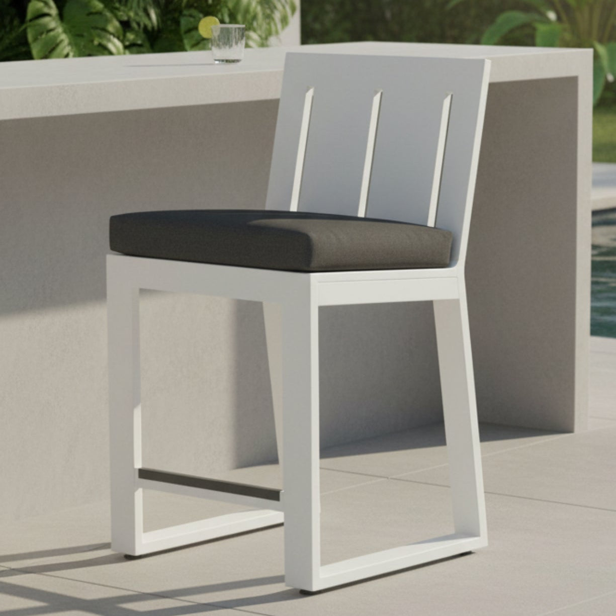 Sunset West Newport Spectrum Carbon Outdoor Barstool Set of 2