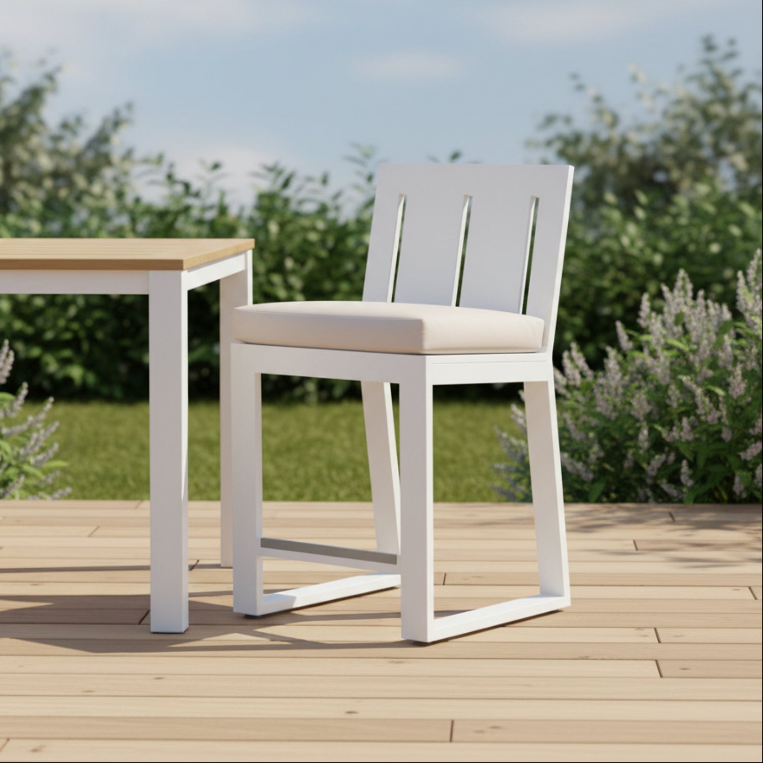 Sunset West Newport Canvas Natural Outdoor Barstool Set of 2