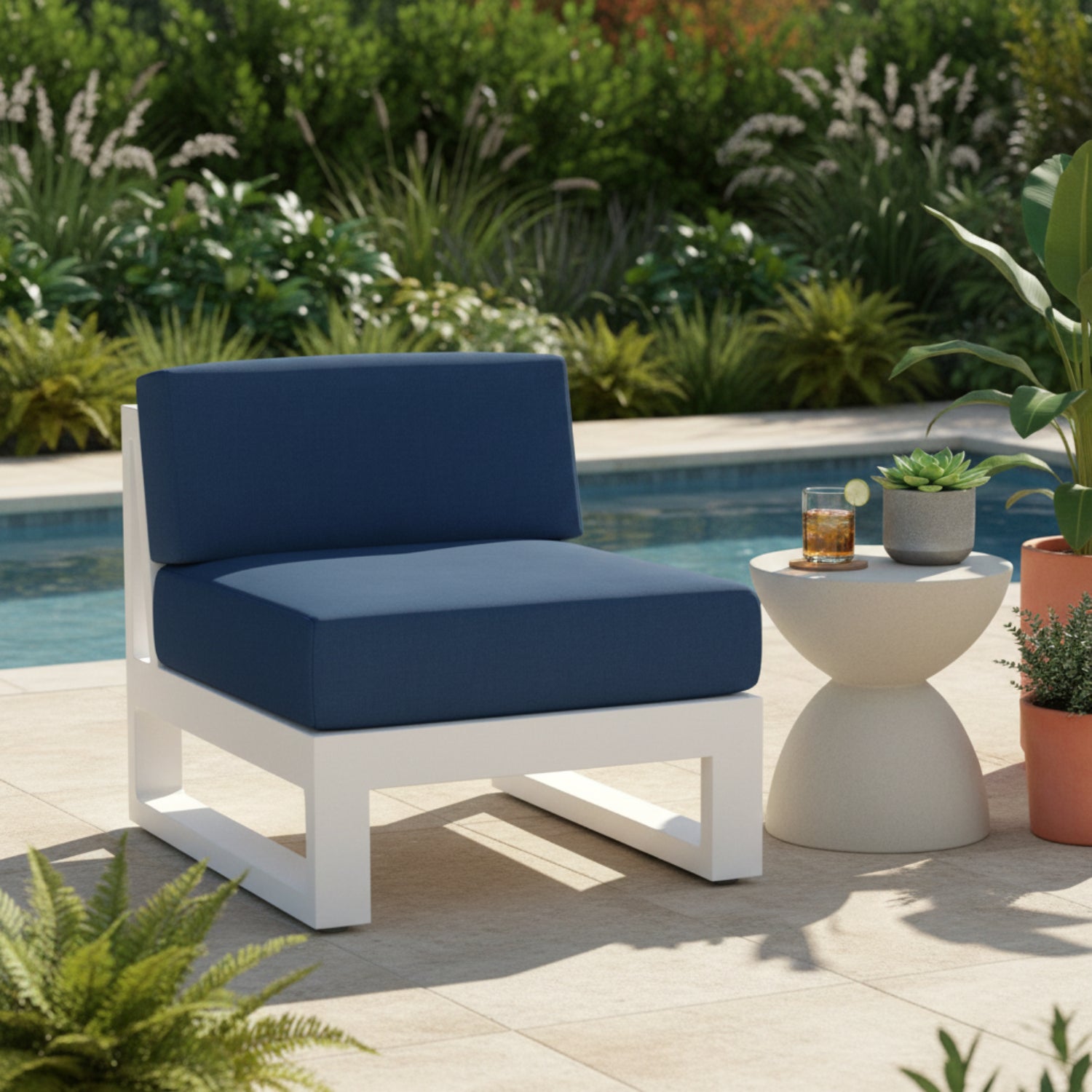 Sunset West Newport Spectrum Indigo Outdoor Armless Club Chair