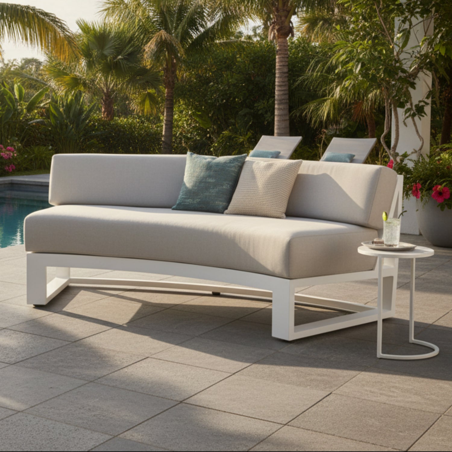 Sunset West Newport Curved Cast Silver Curved Outdoor Sofa
