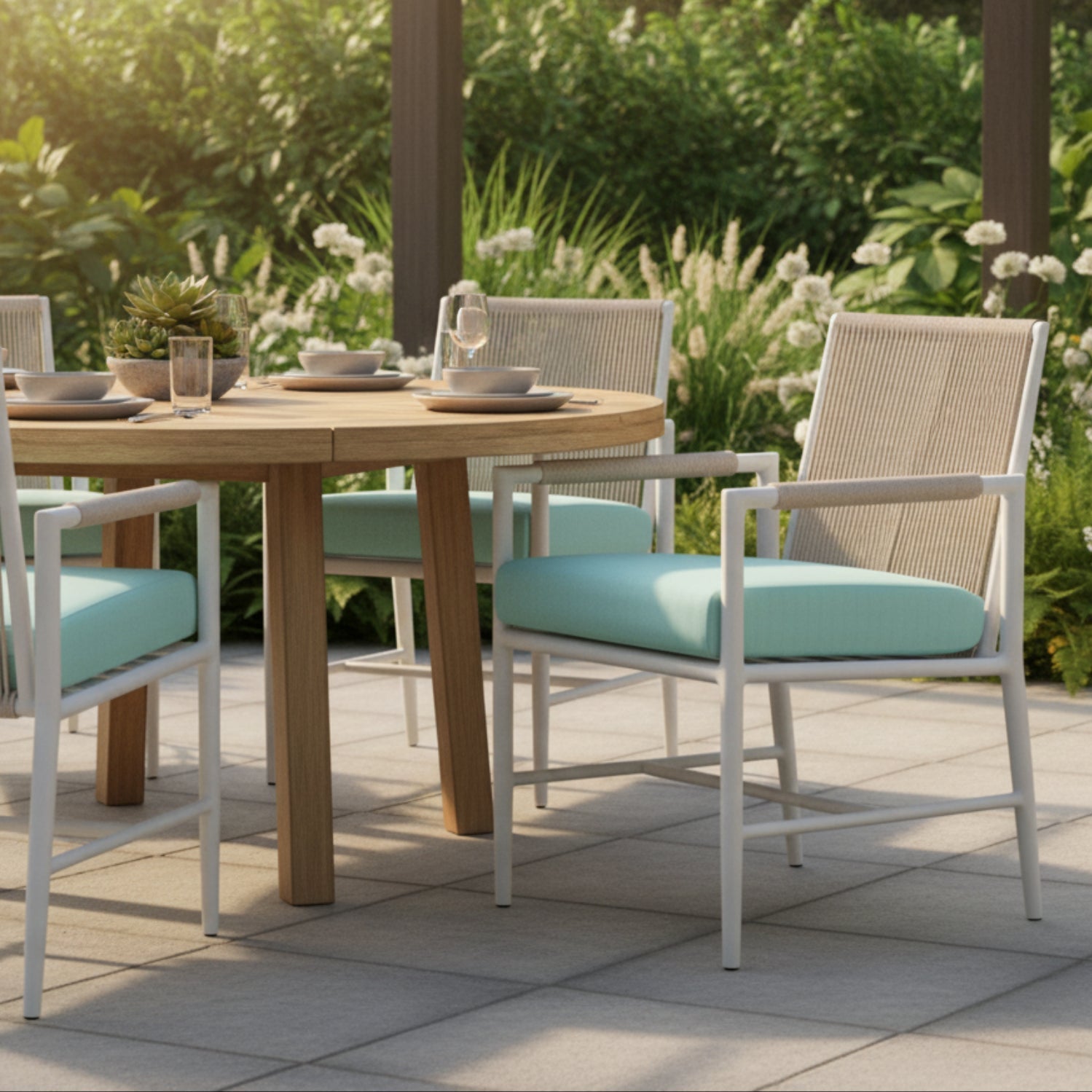Sunset West Sabbia Dupione Celeste Outdoor Dining Chair Set of 2