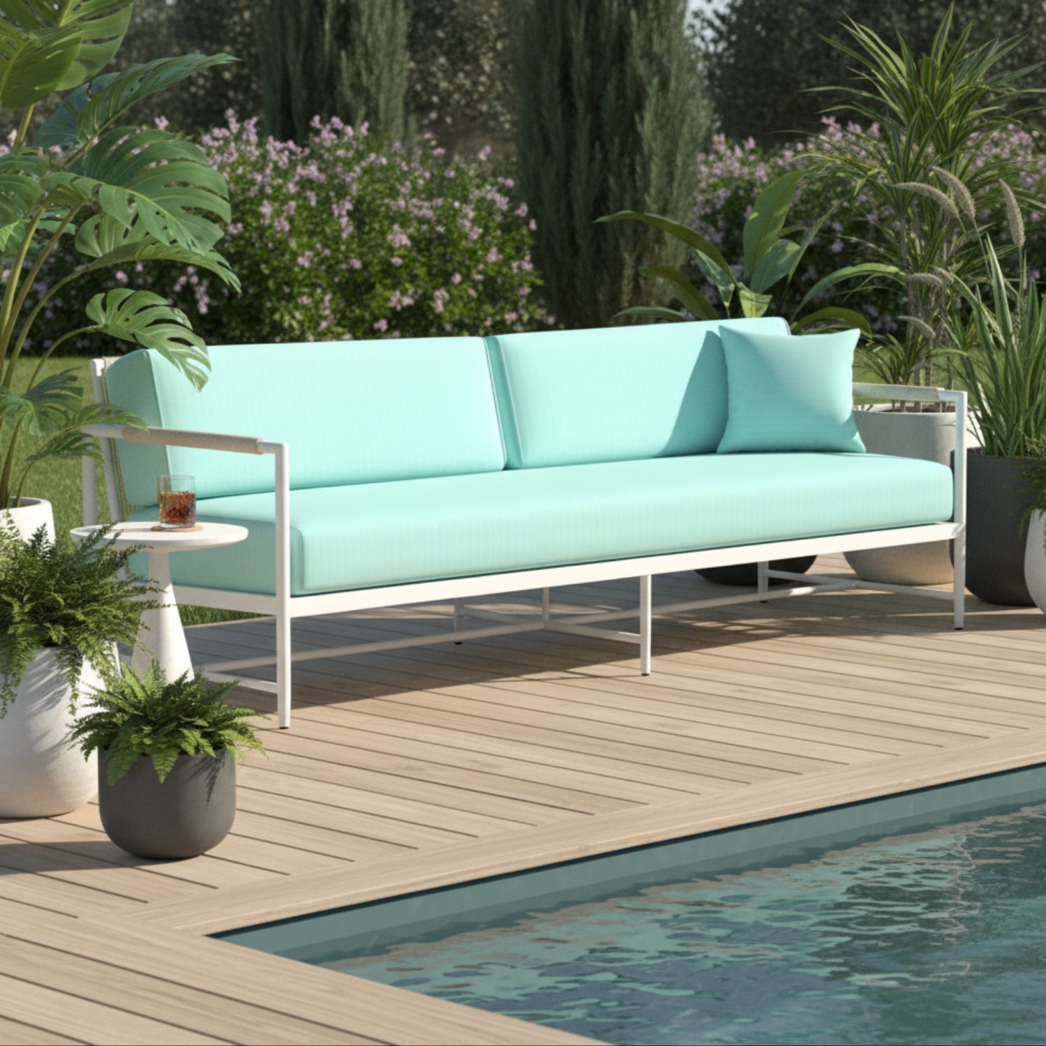 Sunset West Sabbia Dupione Celeste Outdoor Sofa