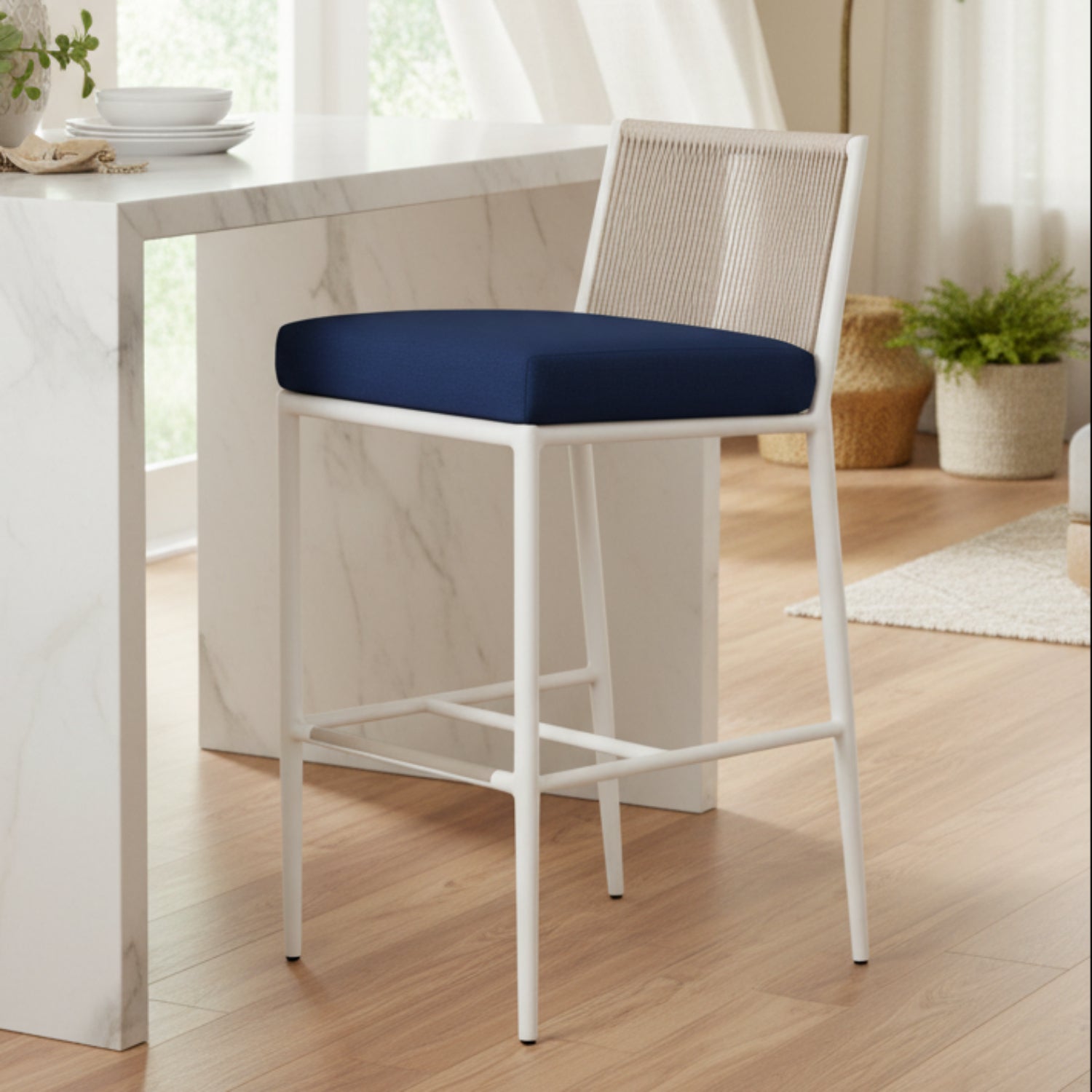 Sunset West Sabbia Echo Midnight Outdoor Counter Stool Set of 2