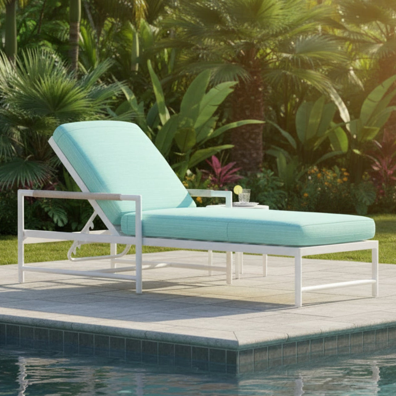 Sunset West Sabbia Dupione Celeste Outdoor Chaise
