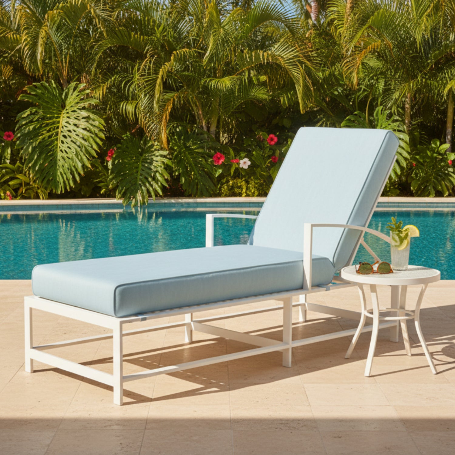 Sunset West Bristol Canvas Skyline w/Self Welt Outdoor Chaise