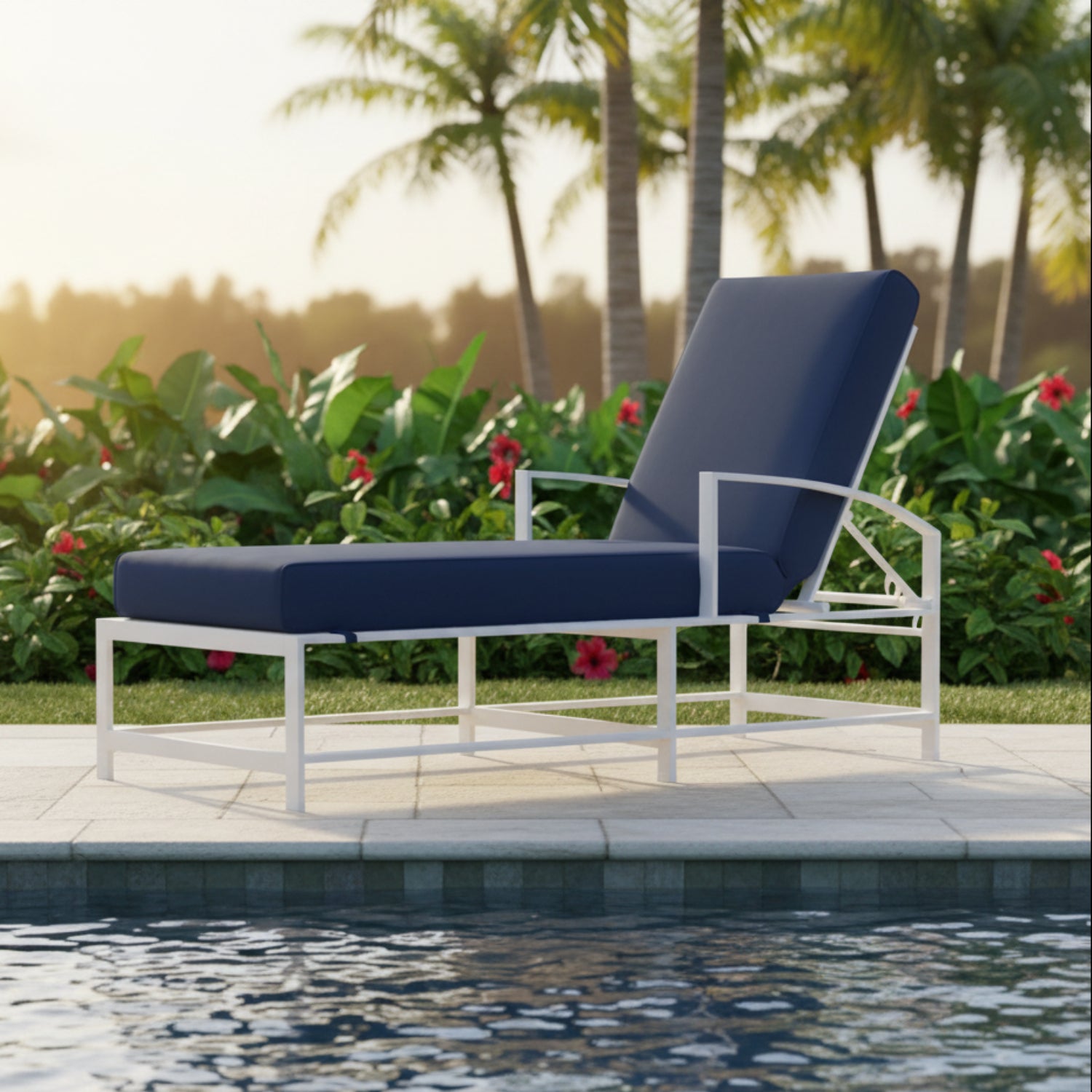 Sunset West Bristol Spectrum Indigo w/Self Welt Outdoor Chaise