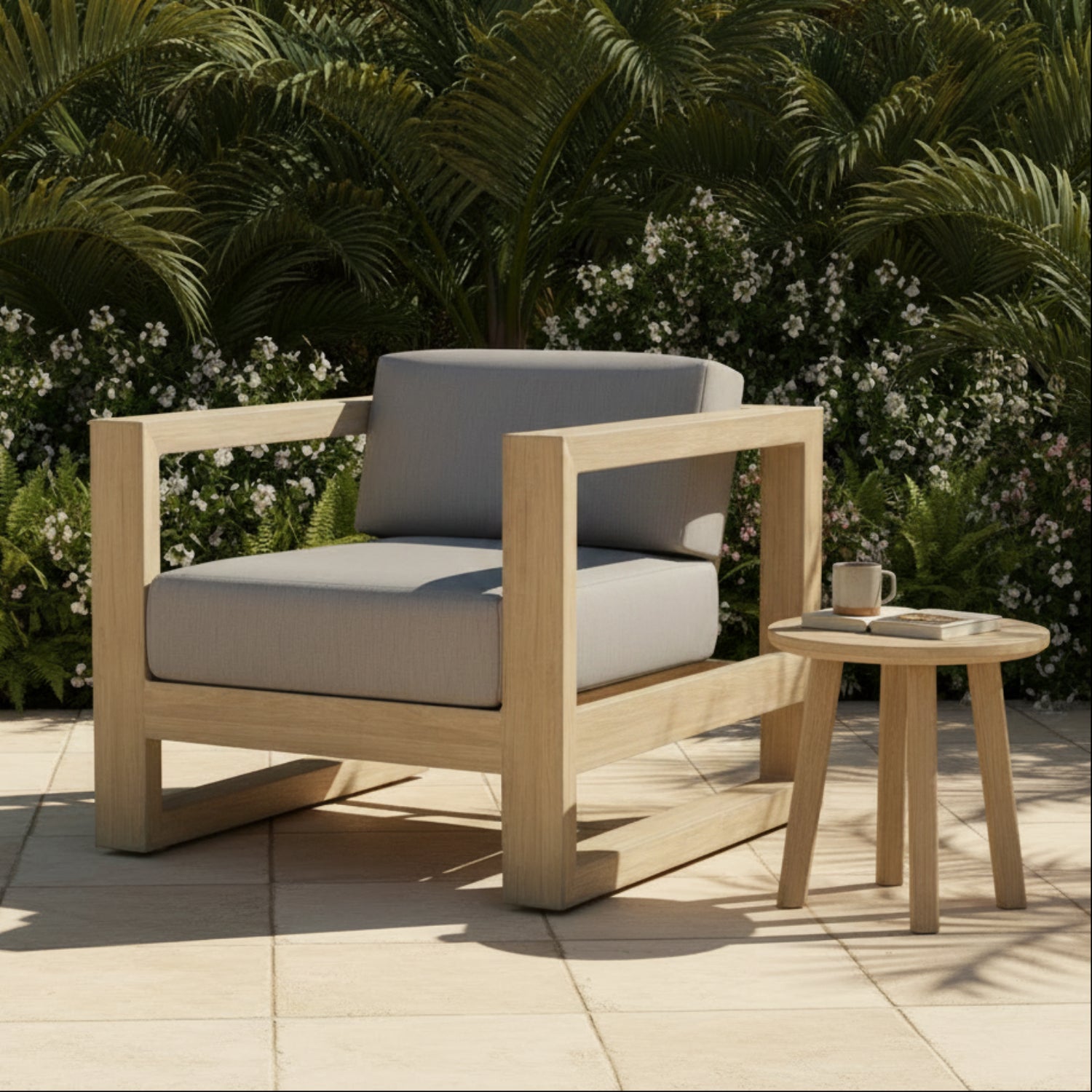 Sunset West Coastal Teak Canvas GraniteOutdoor Club Chair