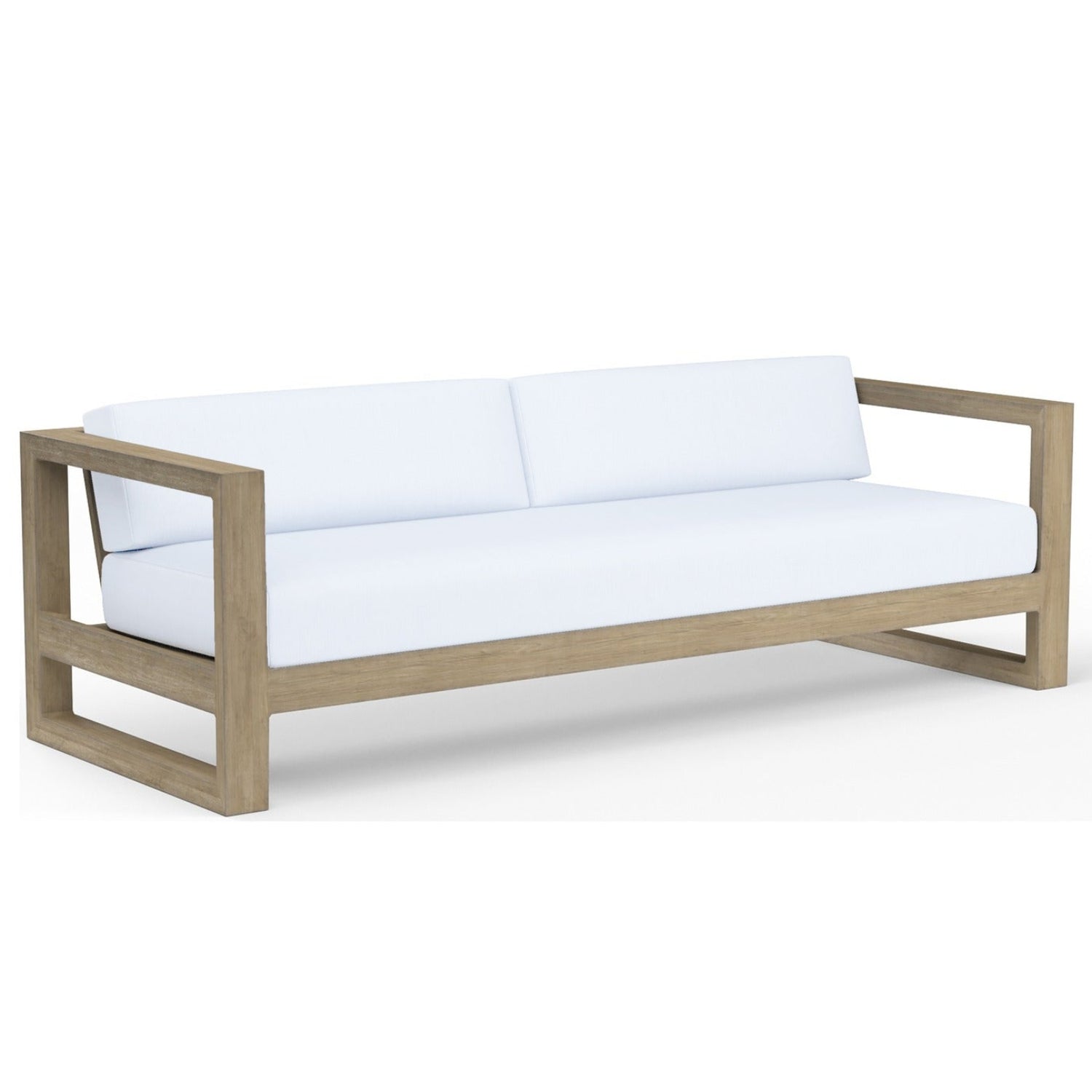 Sunset West Coastal Teak Canvas Natural Outdoor Sofa