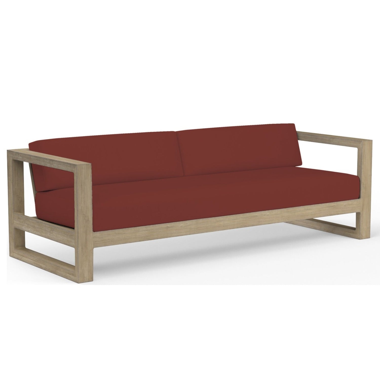 Sunset West Coastal Teak Canvas Henna Outdoor Sofa
