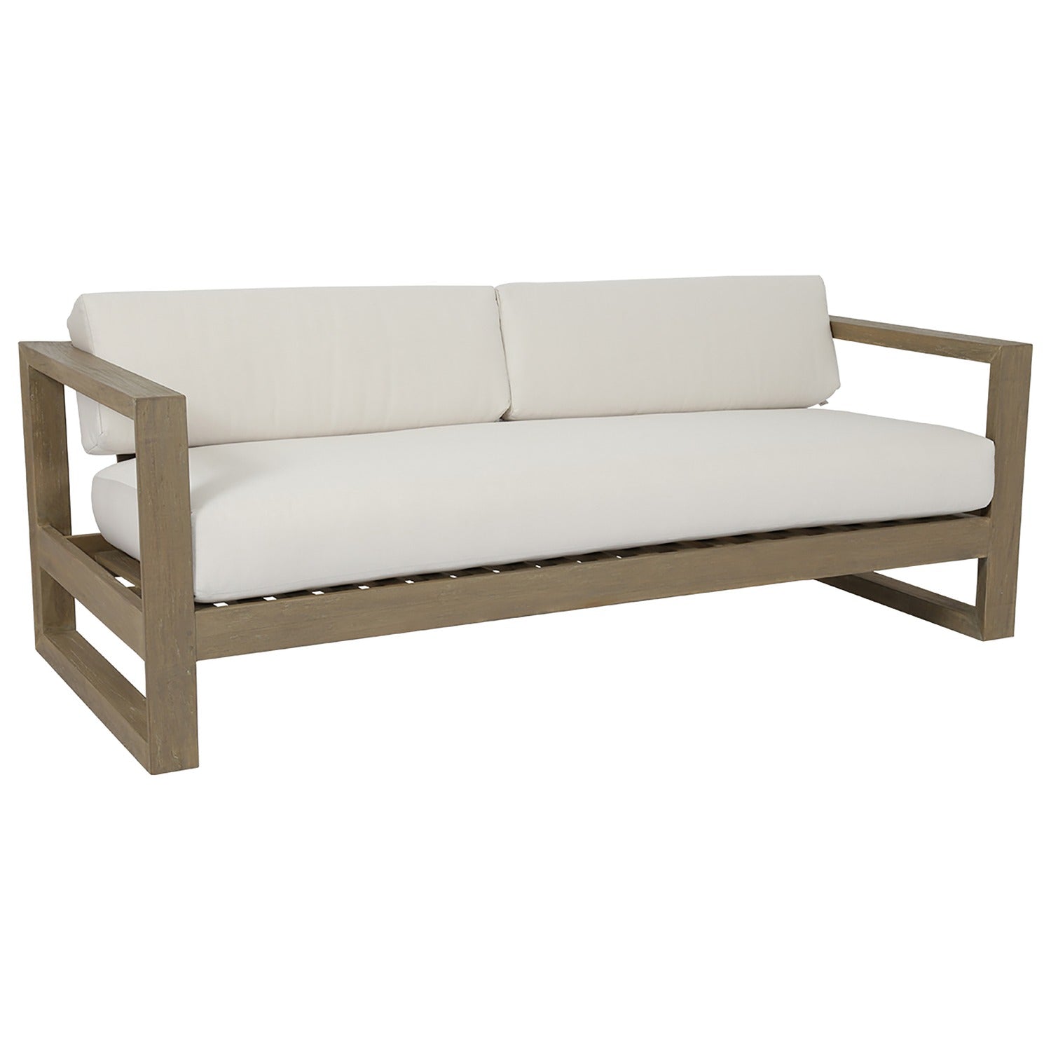 Sunset West Coastal Teak Canvas Outdoor Sofa