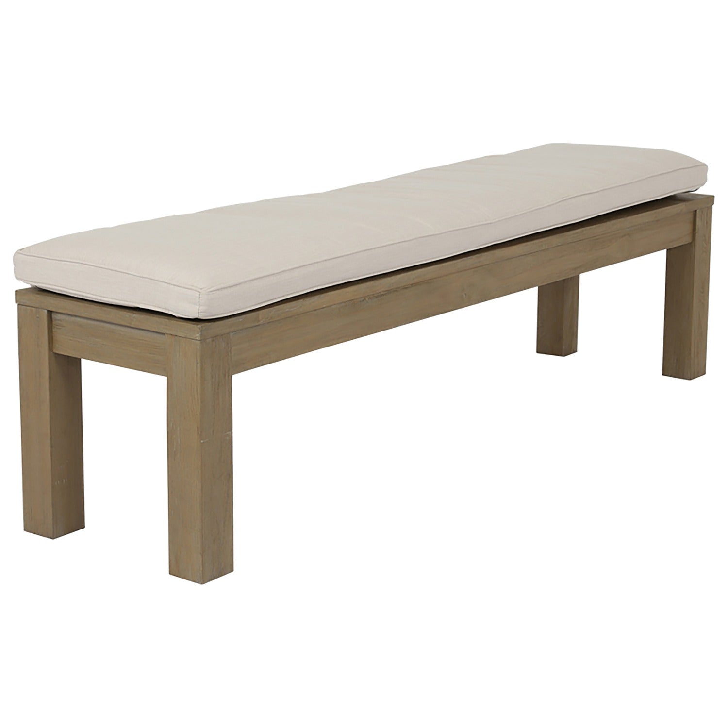 Sunset West Coastal Teak Canvas Outdoor Dining Bench