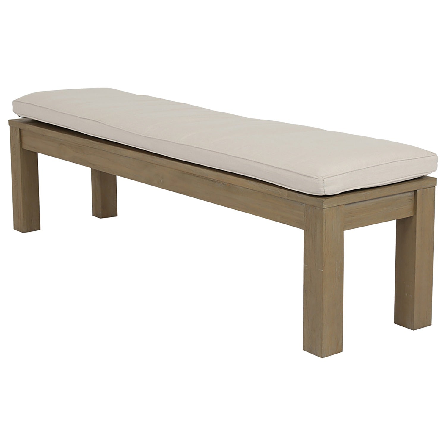 Sunset West Coastal Teak Canvas Outdoor Dining Bench