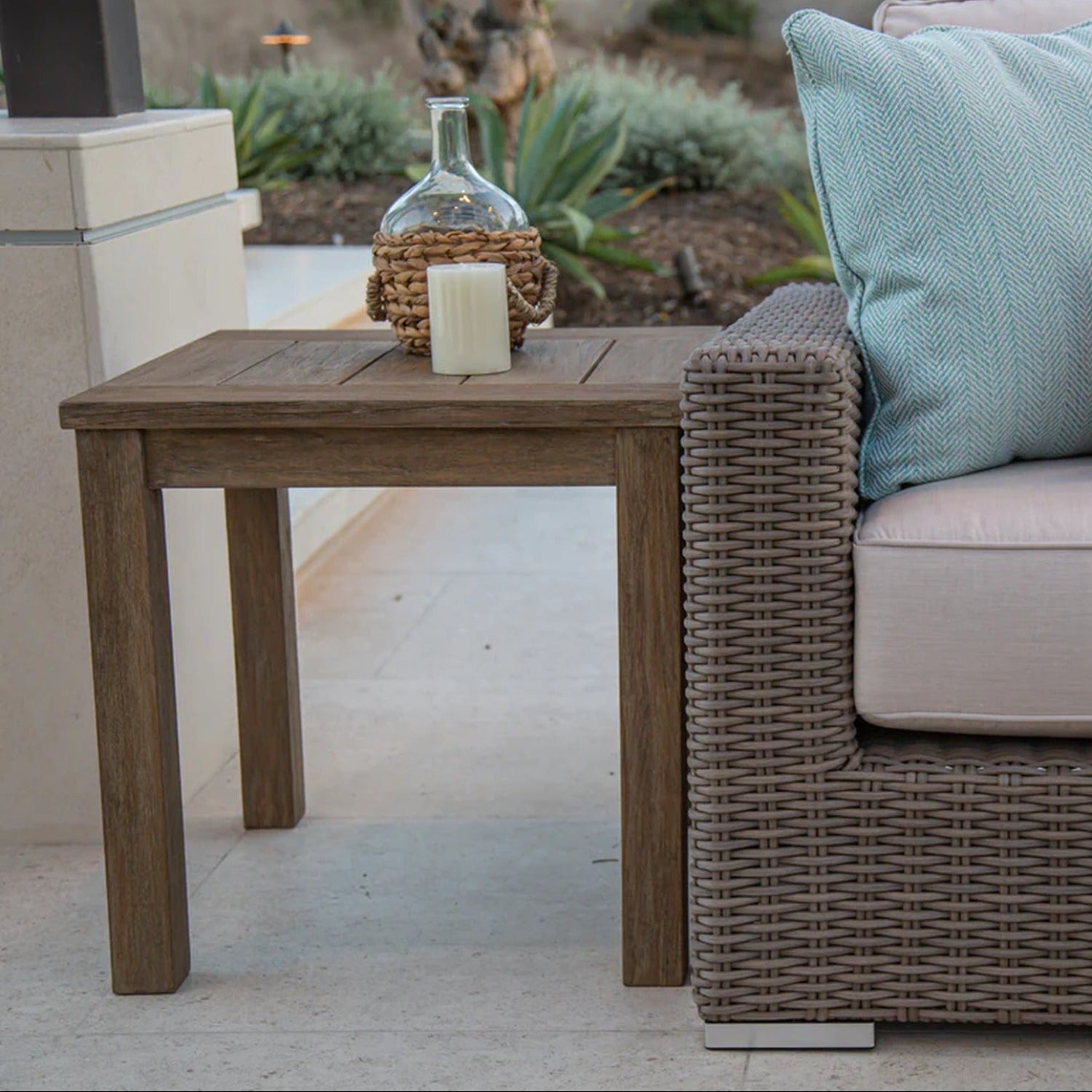 Sunset West Coastal Teak Outdoor End Table Set of 2
