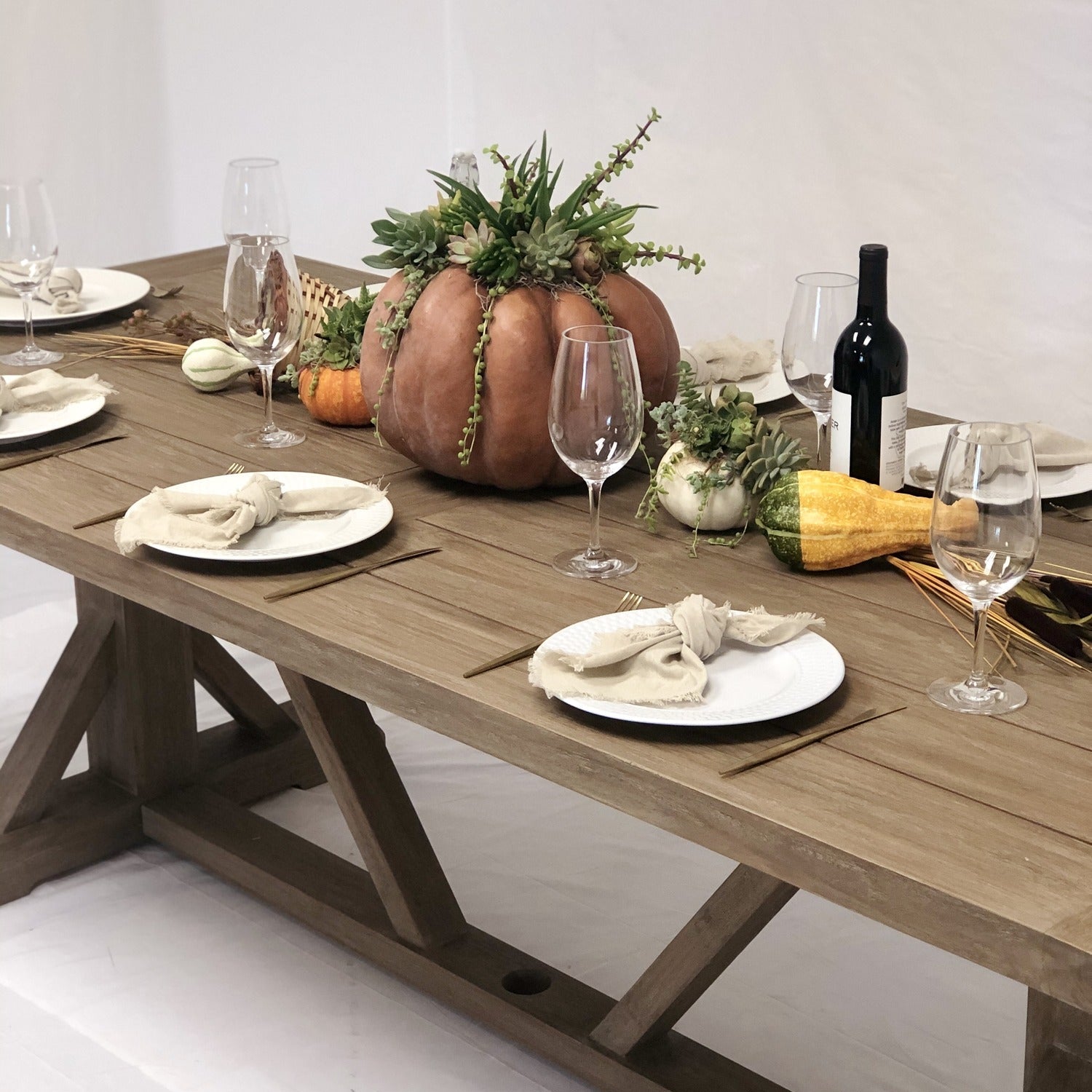 Sunset West Coastal Teak 94in Trestle Outdoor Dining Table