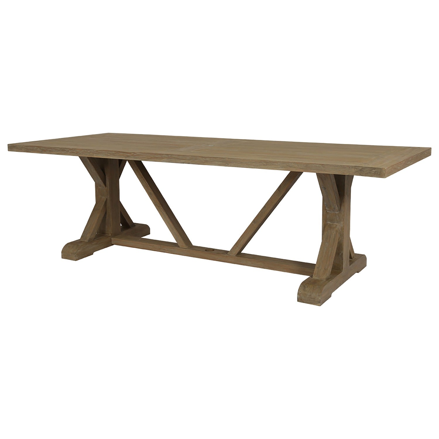Sunset West Coastal Teak 94in Trestle Outdoor Dining Table