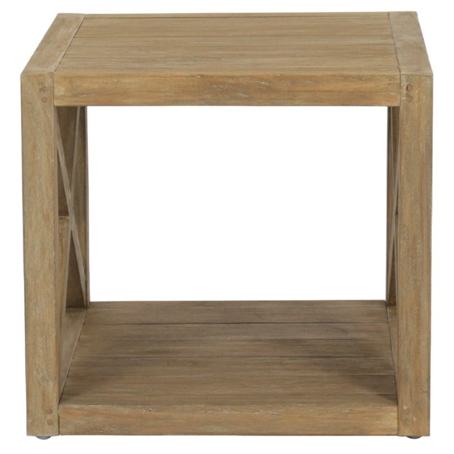 Sunset West Coastal Teak X Outdoor End Table Set of 2