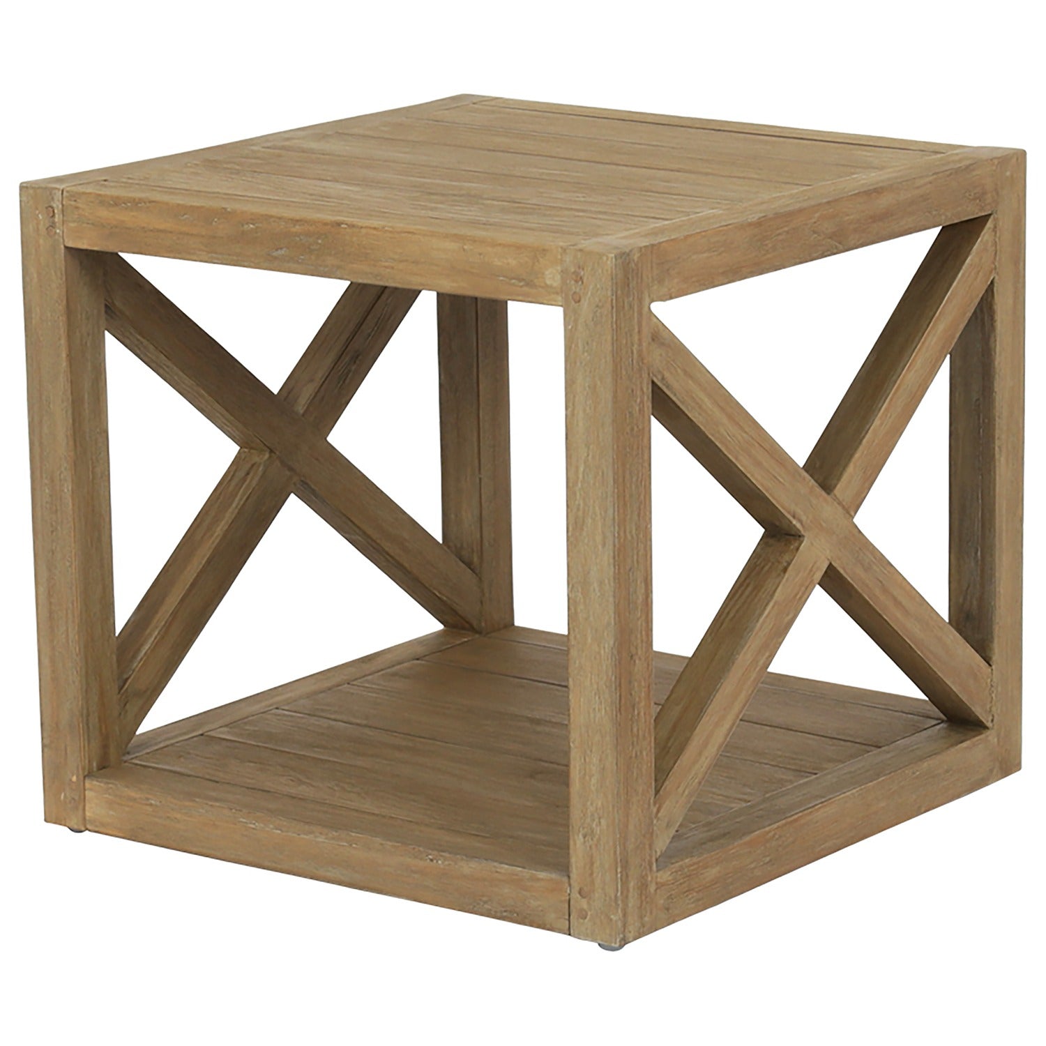 Sunset West Coastal Teak X Outdoor End Table Set of 2