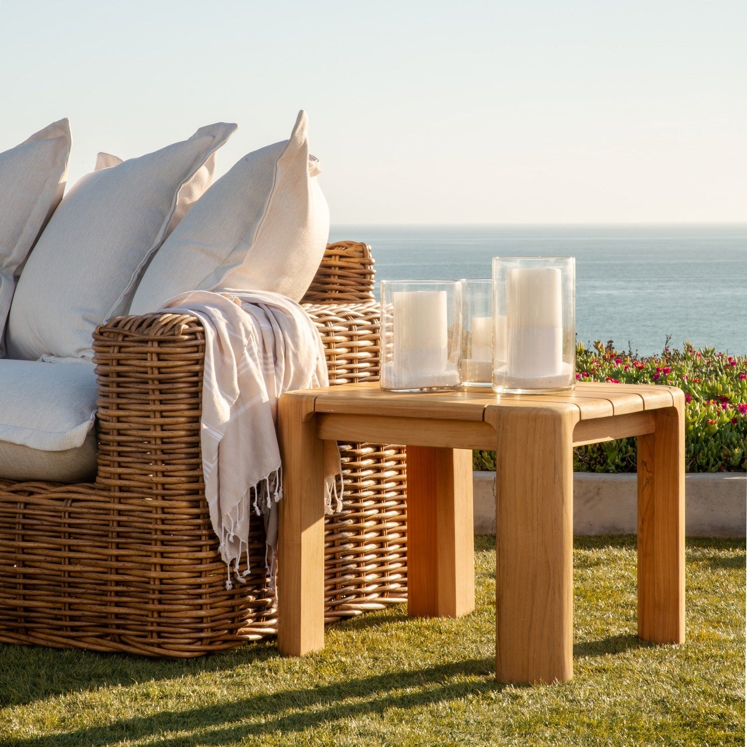 Sunset West Natural Teak Outdoor End Table