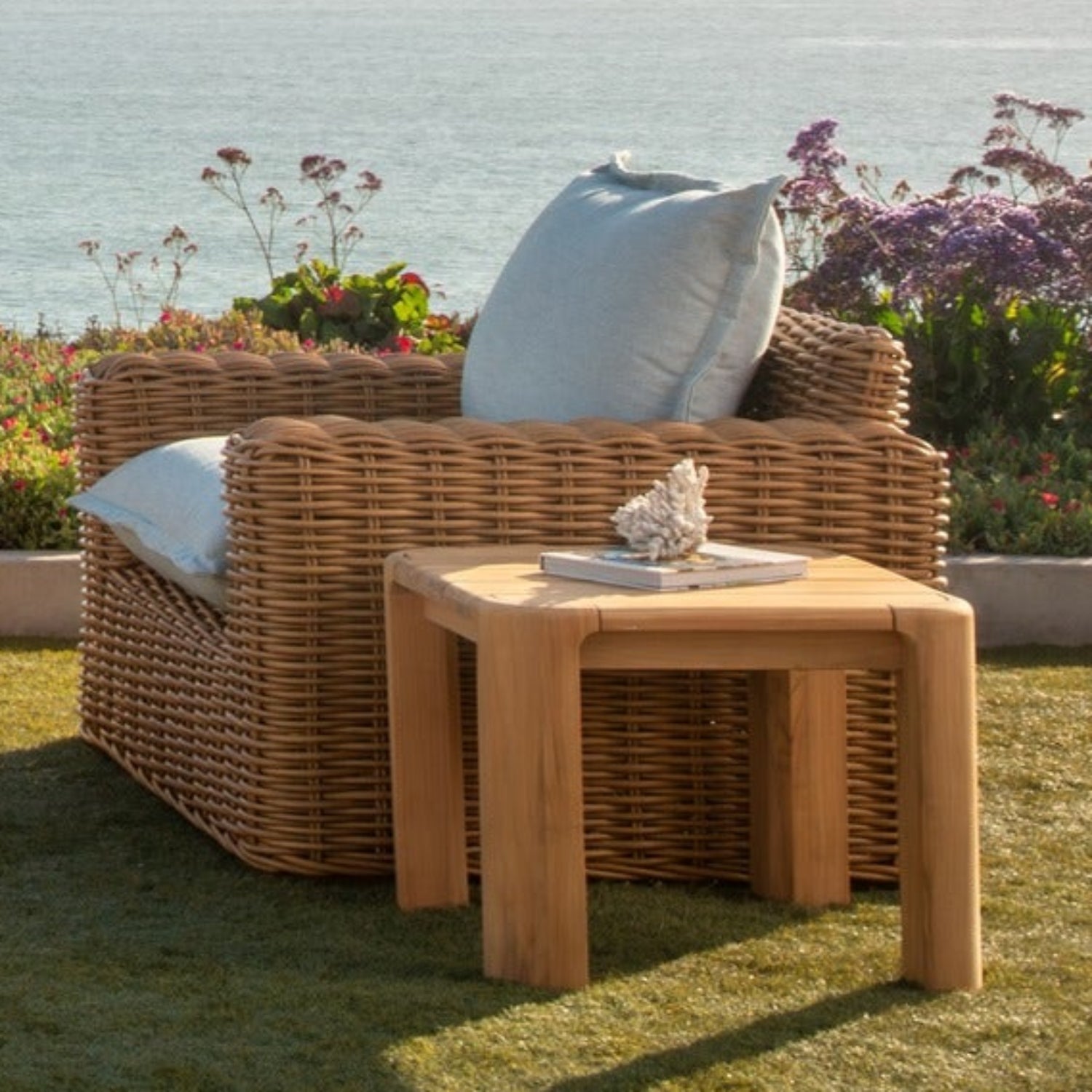 Sunset West Natural Teak Outdoor End Table