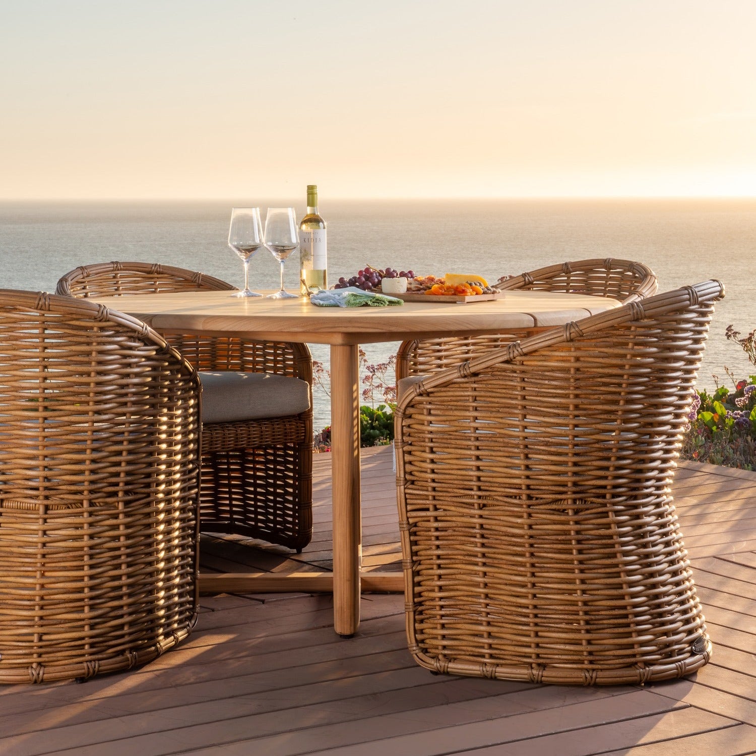 Sunset West Natural Teak 56in Round Outdoor Dining Table