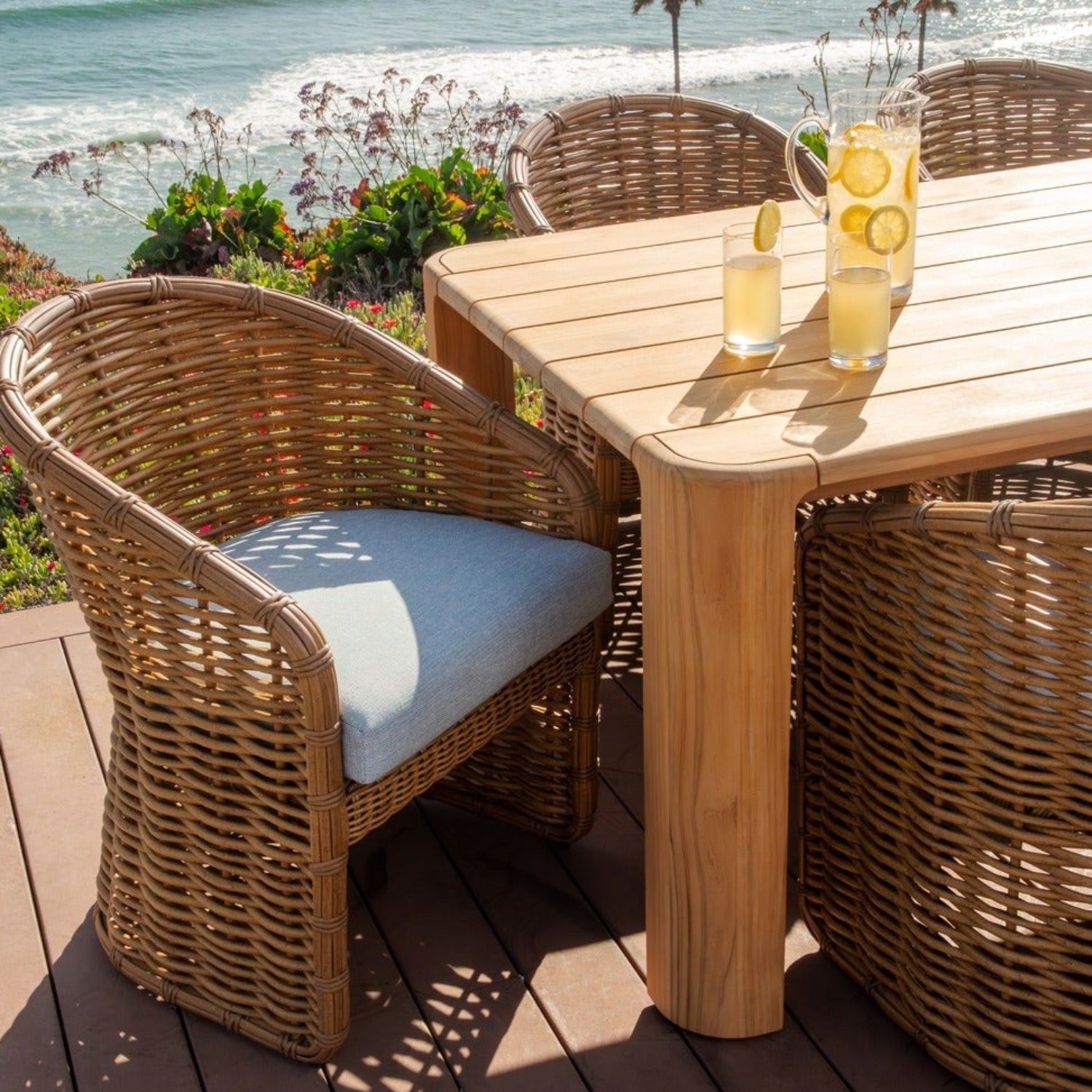 Sunset West Natural Teak 96in Outdoor Dining Table