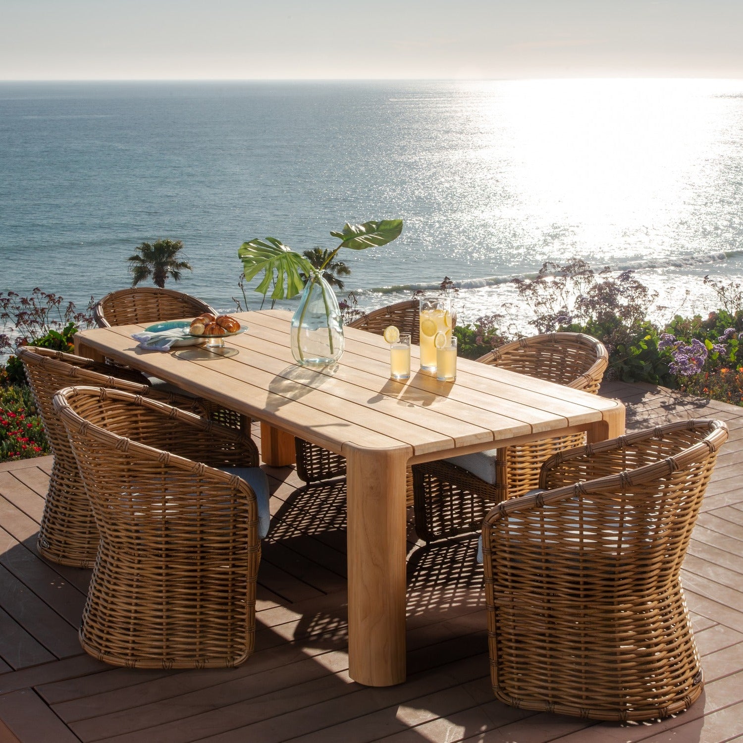 Sunset West Natural Teak 96in Outdoor Dining Table