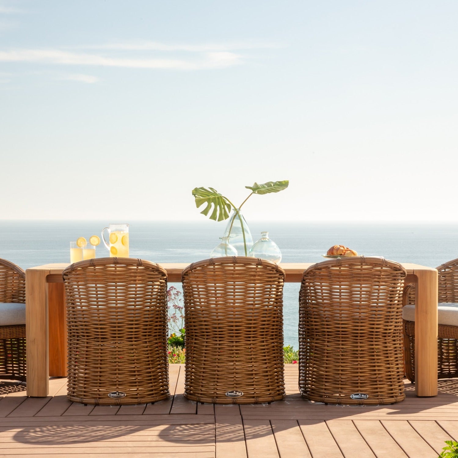Sunset West Natural Teak 96in Outdoor Dining Table