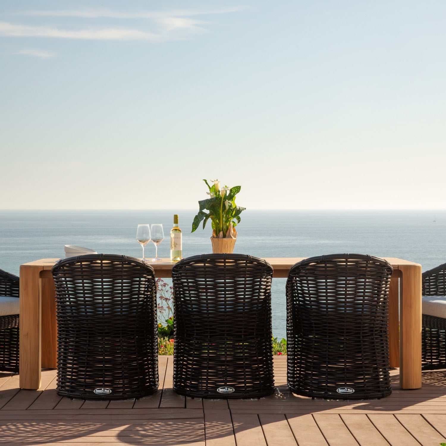 Sunset West Natural Teak 96in Outdoor Dining Table
