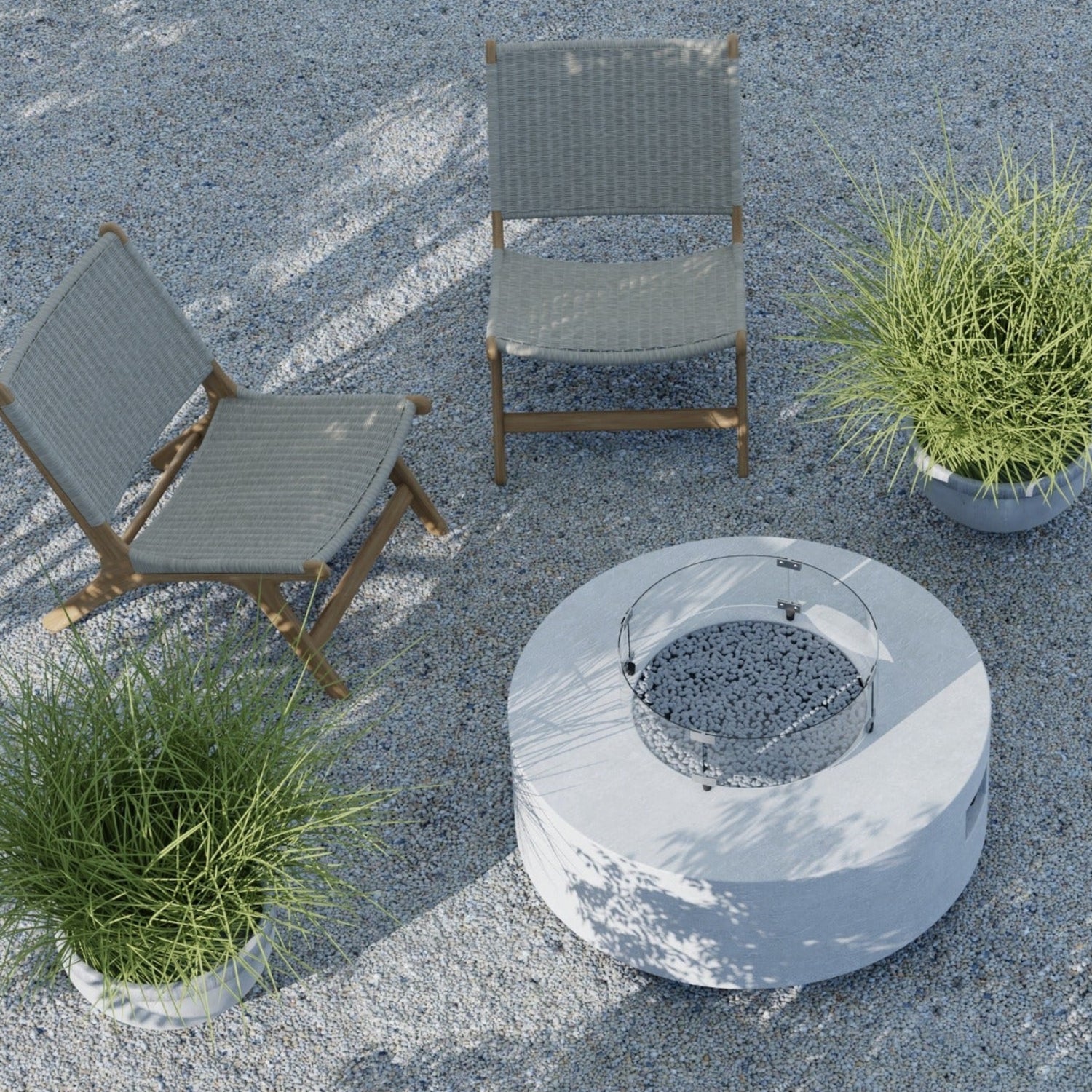 Sunset West Gravelstone Round Fire Outdoor Table w/Glass Surround