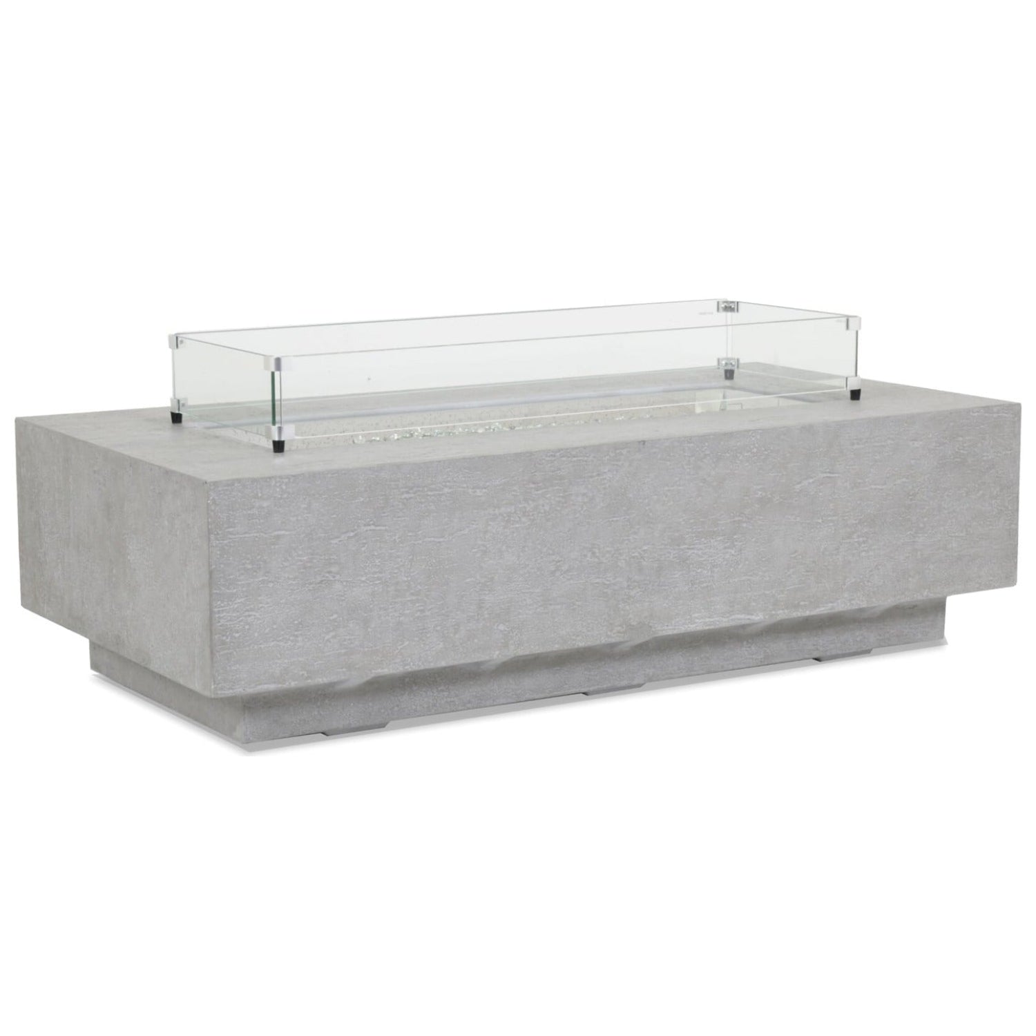 Sunset West Gravelstone Rectangular Fire Outdoor Table w/Glass Surround