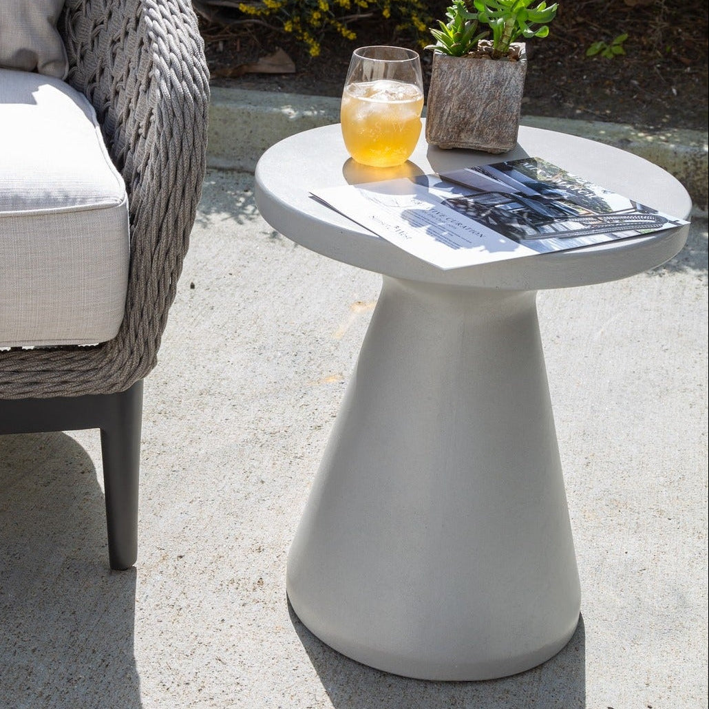 Sunset West GRC Bone Round Outdoor End Table Set of 2
