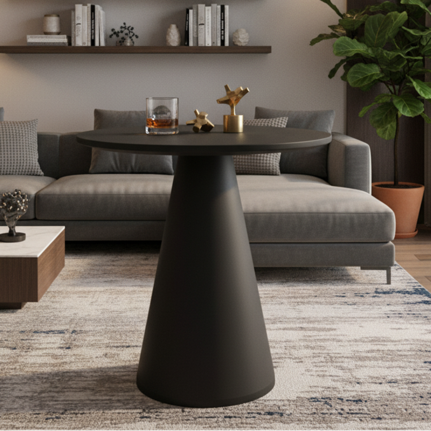 Sunset West Pedestal Dark Gray Outdoor Pub Table