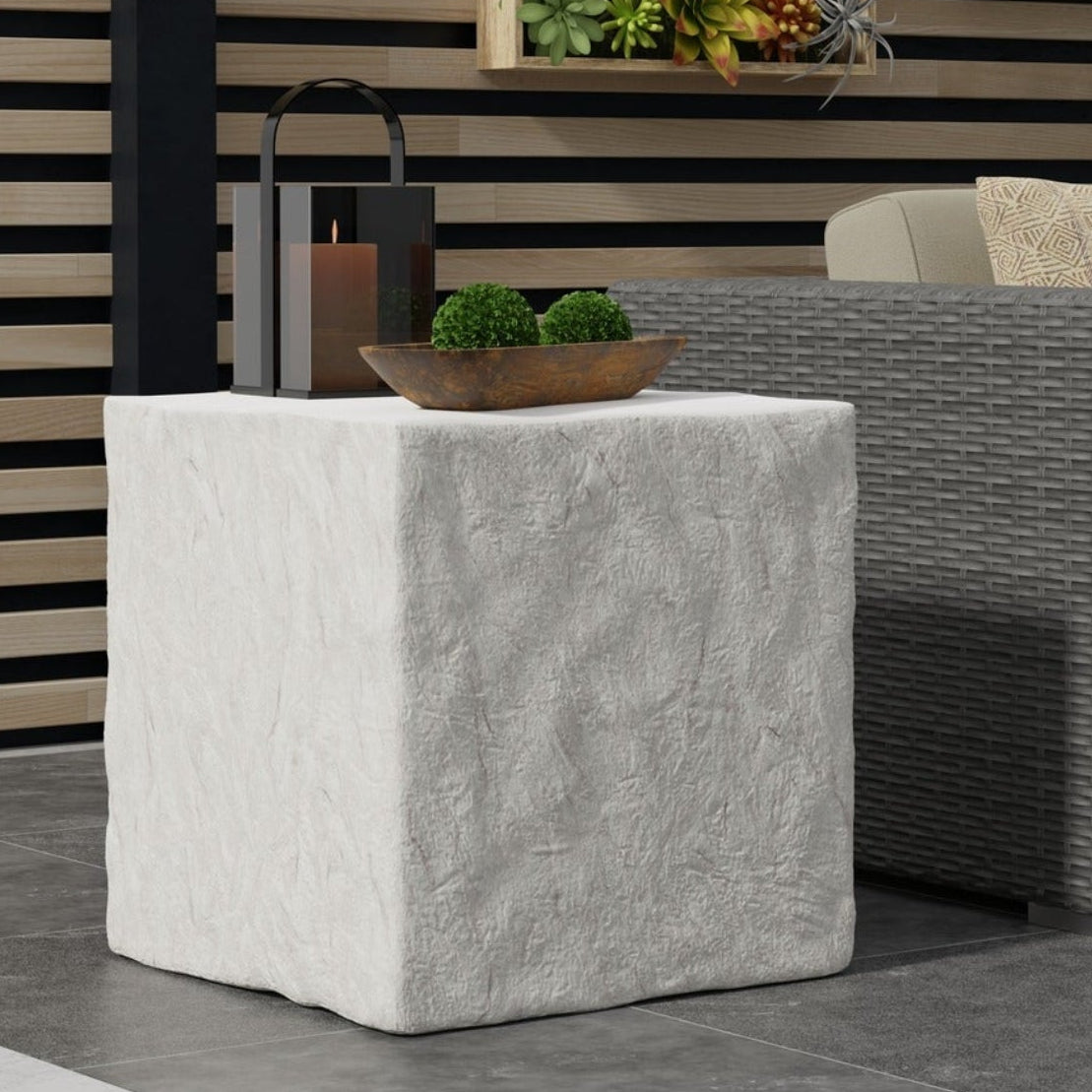 Sunset West Antique Stone Outdoor End Table Set of 2