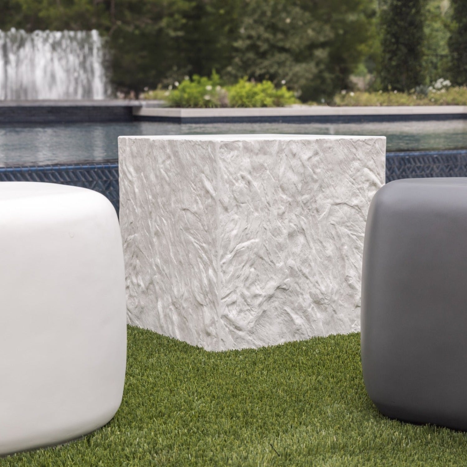 Sunset West Antique Stone Outdoor End Table Set of 2