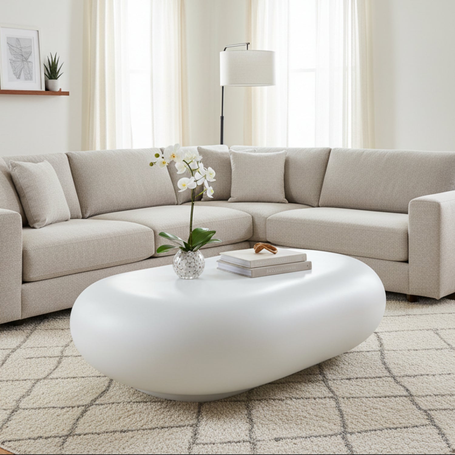 Sunset West Pebble Bone Outdoor Coffee Table