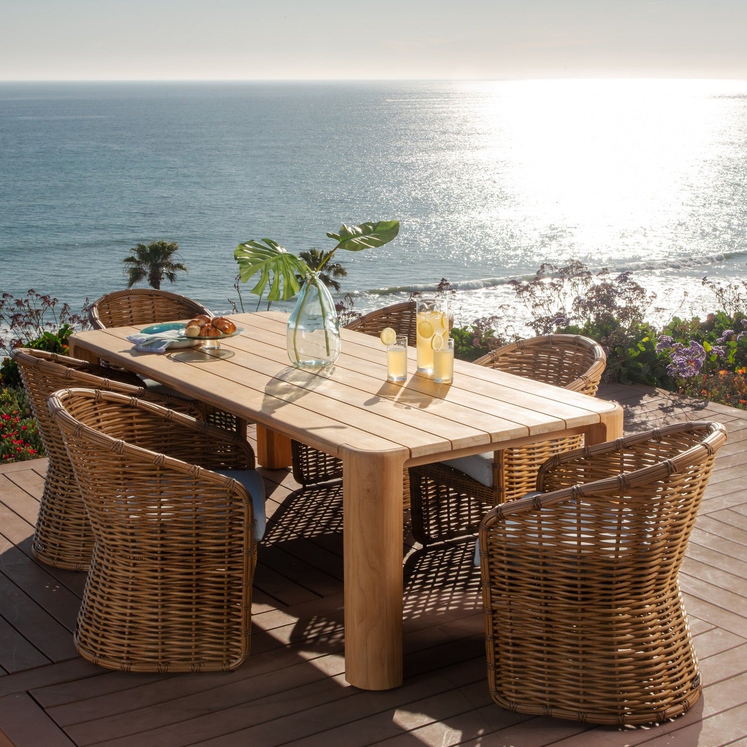 Sunset West Playa Soothe Pearl w/Flange Welt Outdoor Dining Chair Set of 2