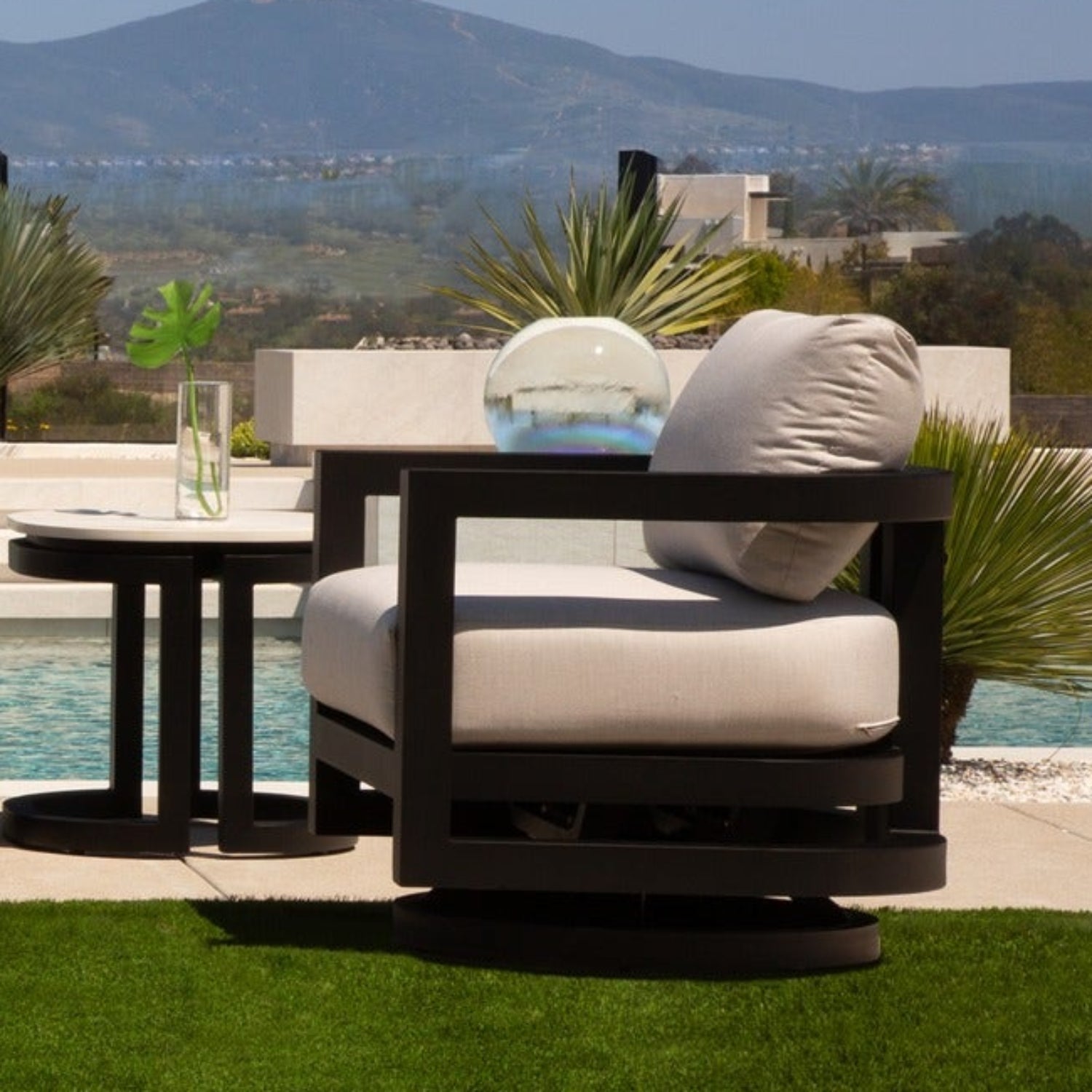 Sunset West Malibu Cast Silver Swivel Outdoor Chair