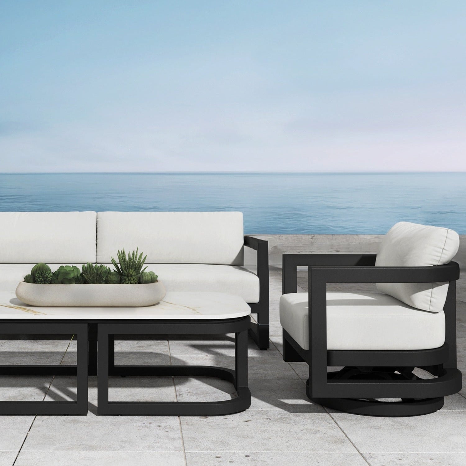 Sunset West Malibu Cast Silver Swivel Outdoor Chair