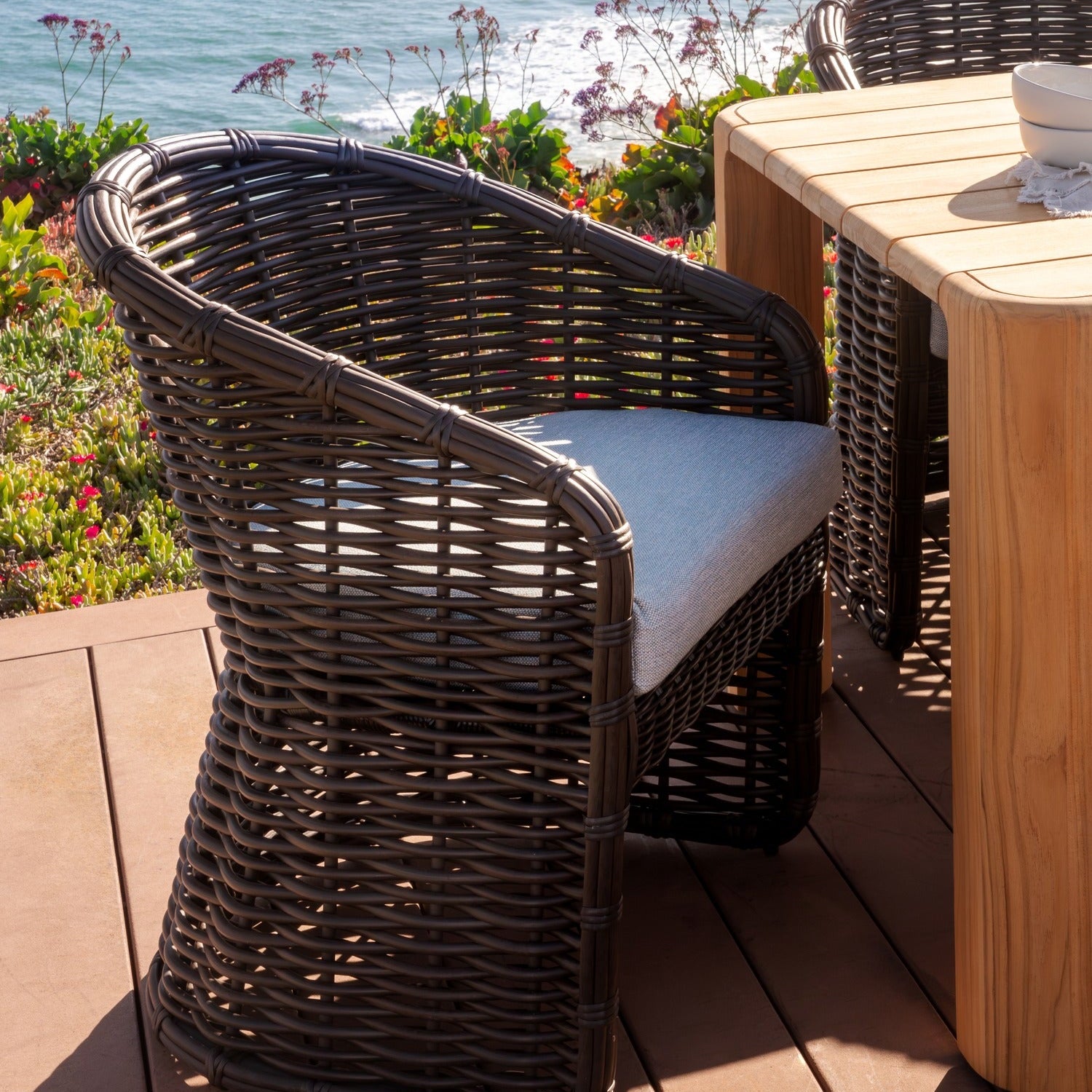 Sunset West Cabo Soothe Pearl w/Flange Welt Outdoor Dining Chair Set of 2