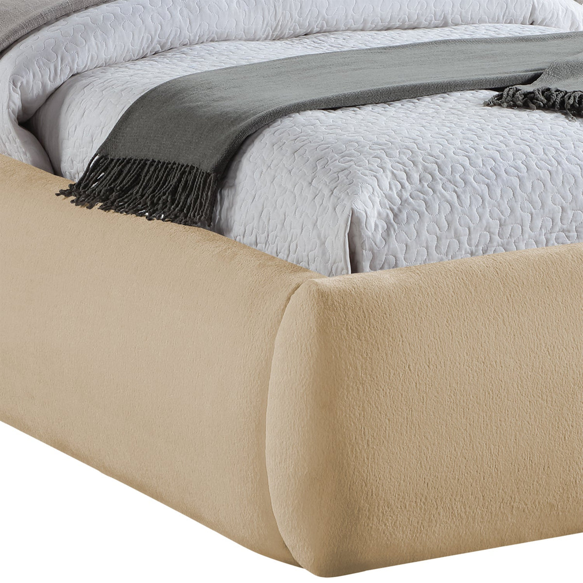 Sandro Beige Chenille Fabric Upholstered Bed